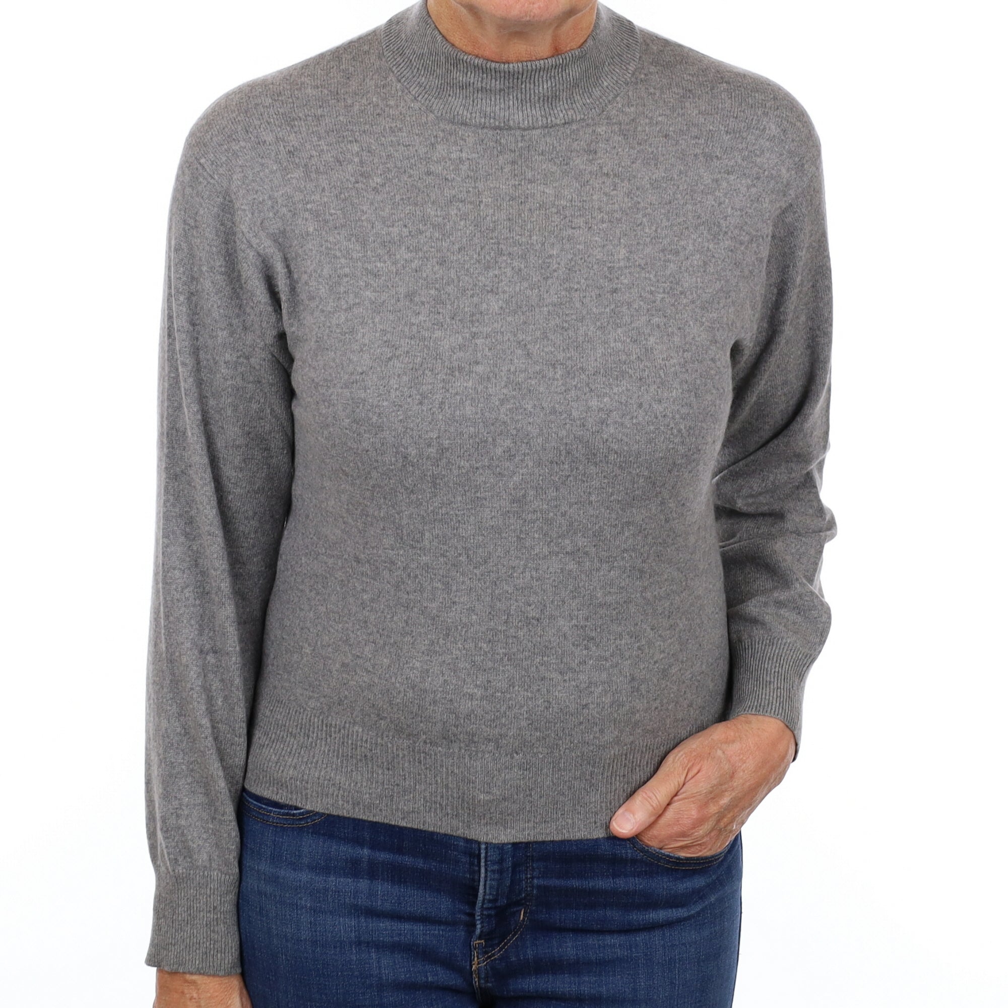 Ash Grey Cashmere Turtle Neck Jumper Medium