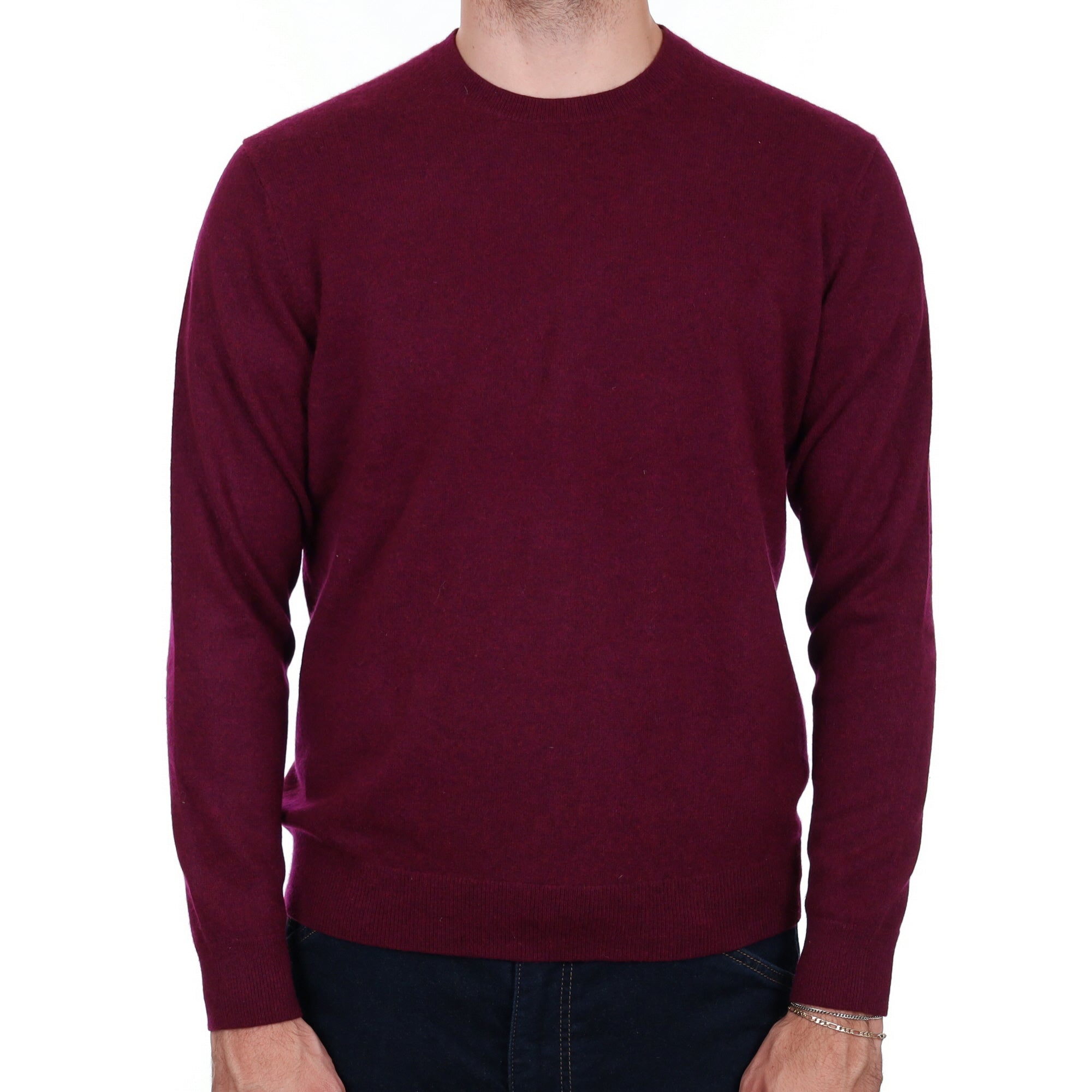 Men's Mulberry Purple Cashmere Crew Neck Jumper Large