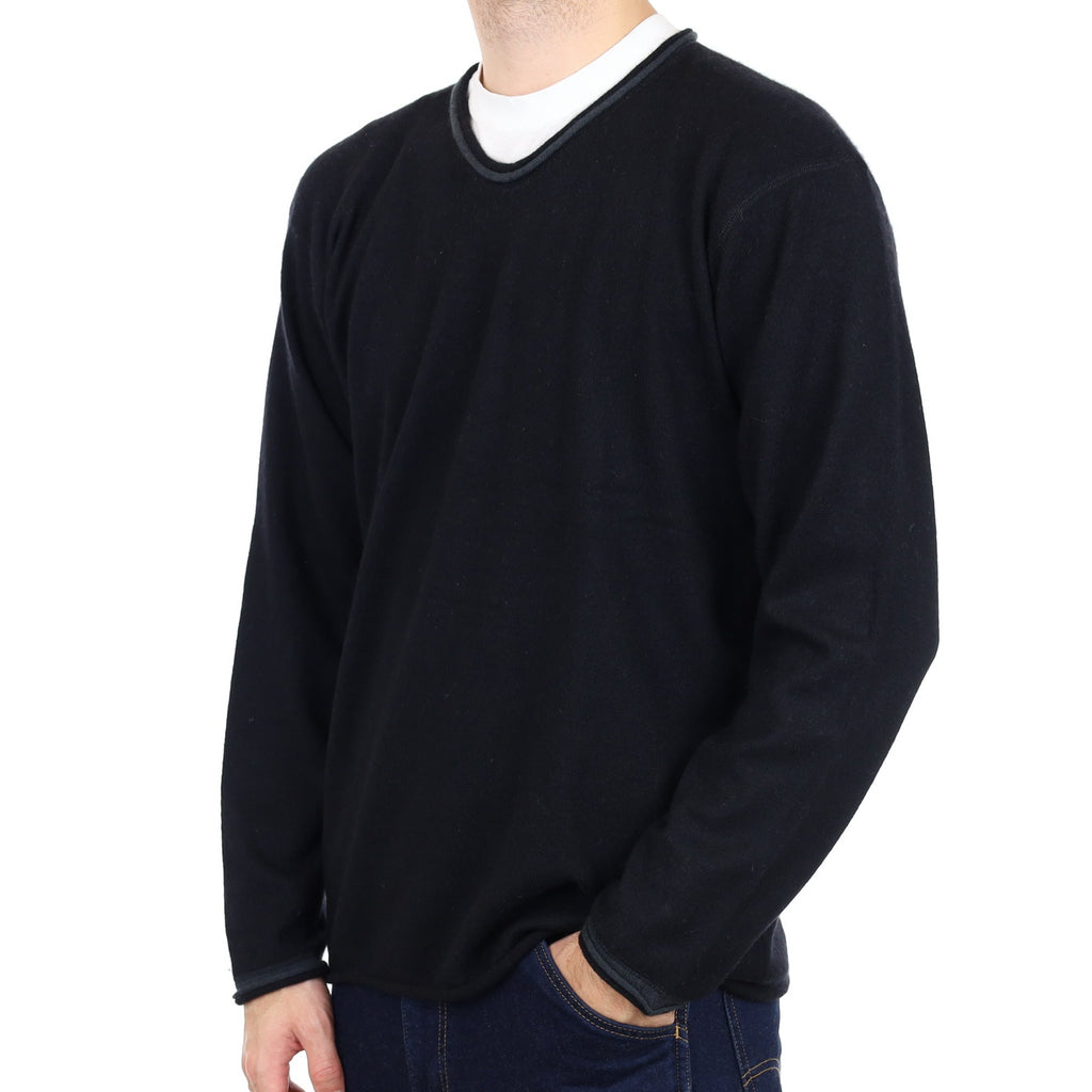 Men's Armani Black Cashmere V Neck Jumper Large