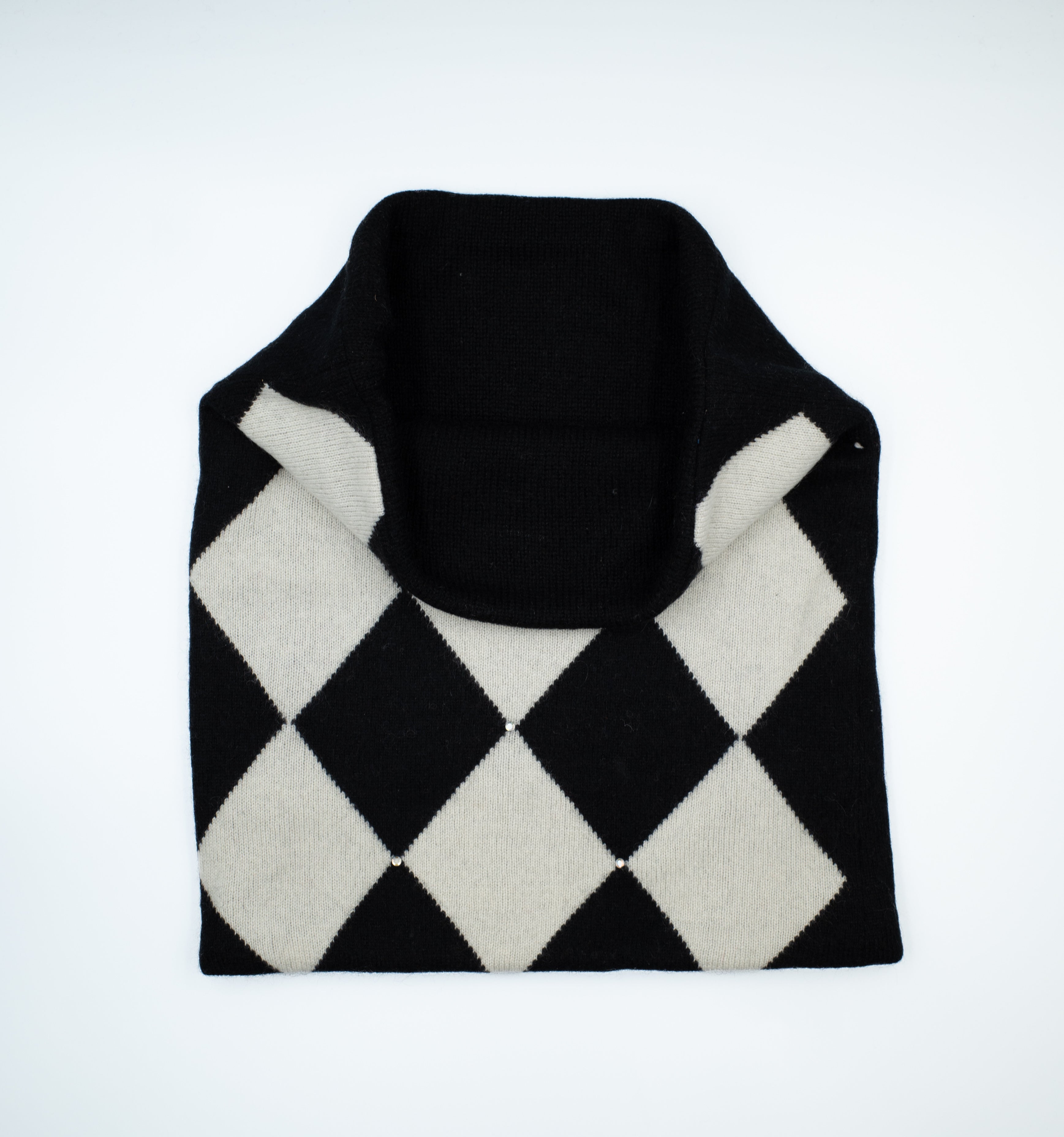 Black and Cream Diamond Luxury Double Layered Snood