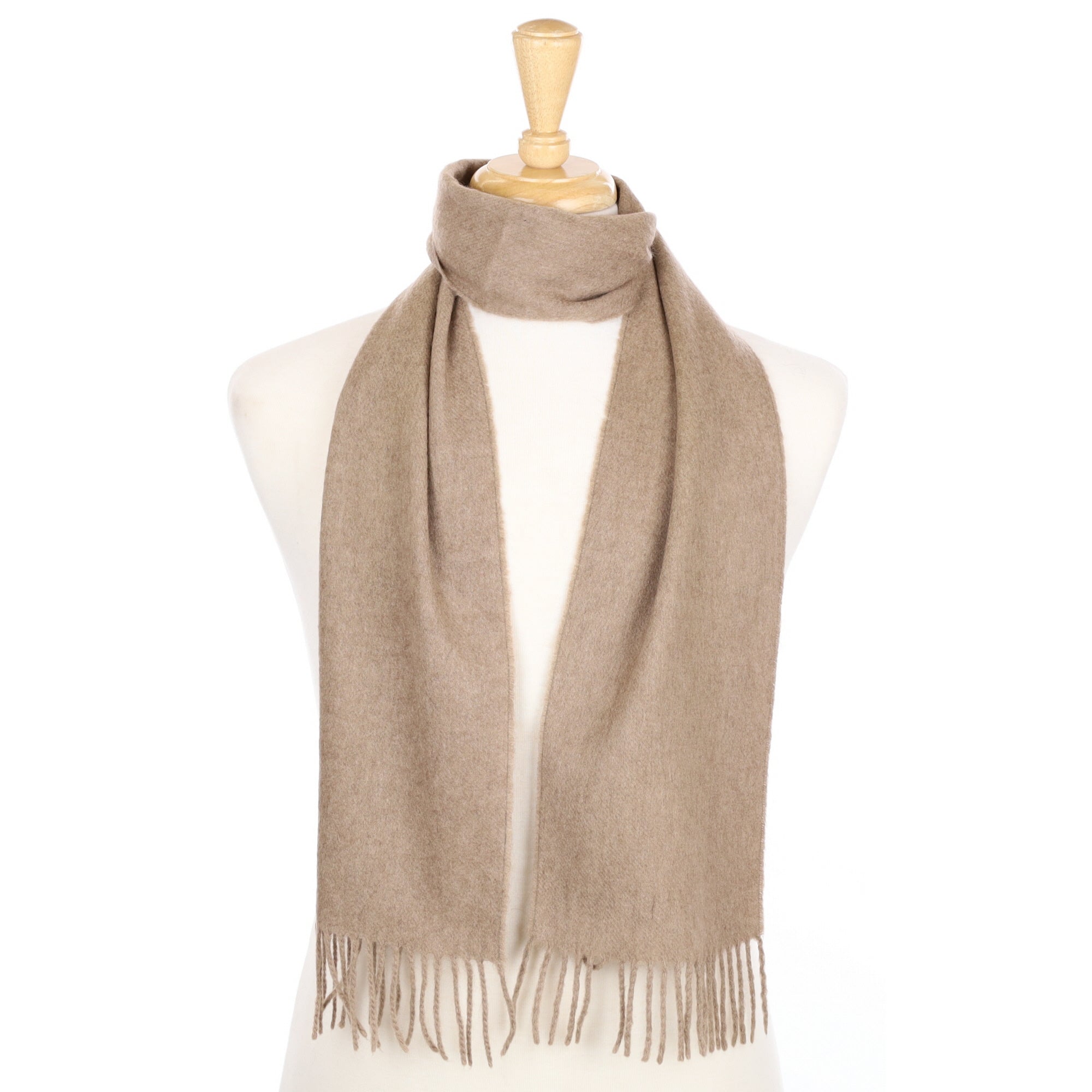 Fawn Cashmere Fringed Woven Scarf
