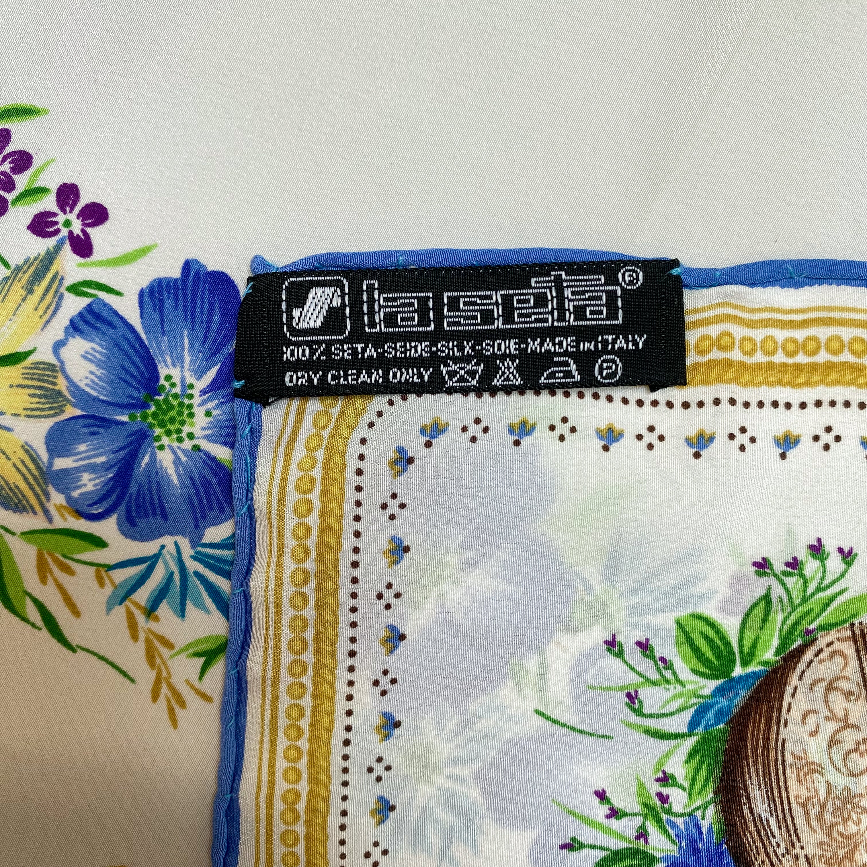 Stunning Floral Mantero Italian Vintage Silk Scarf