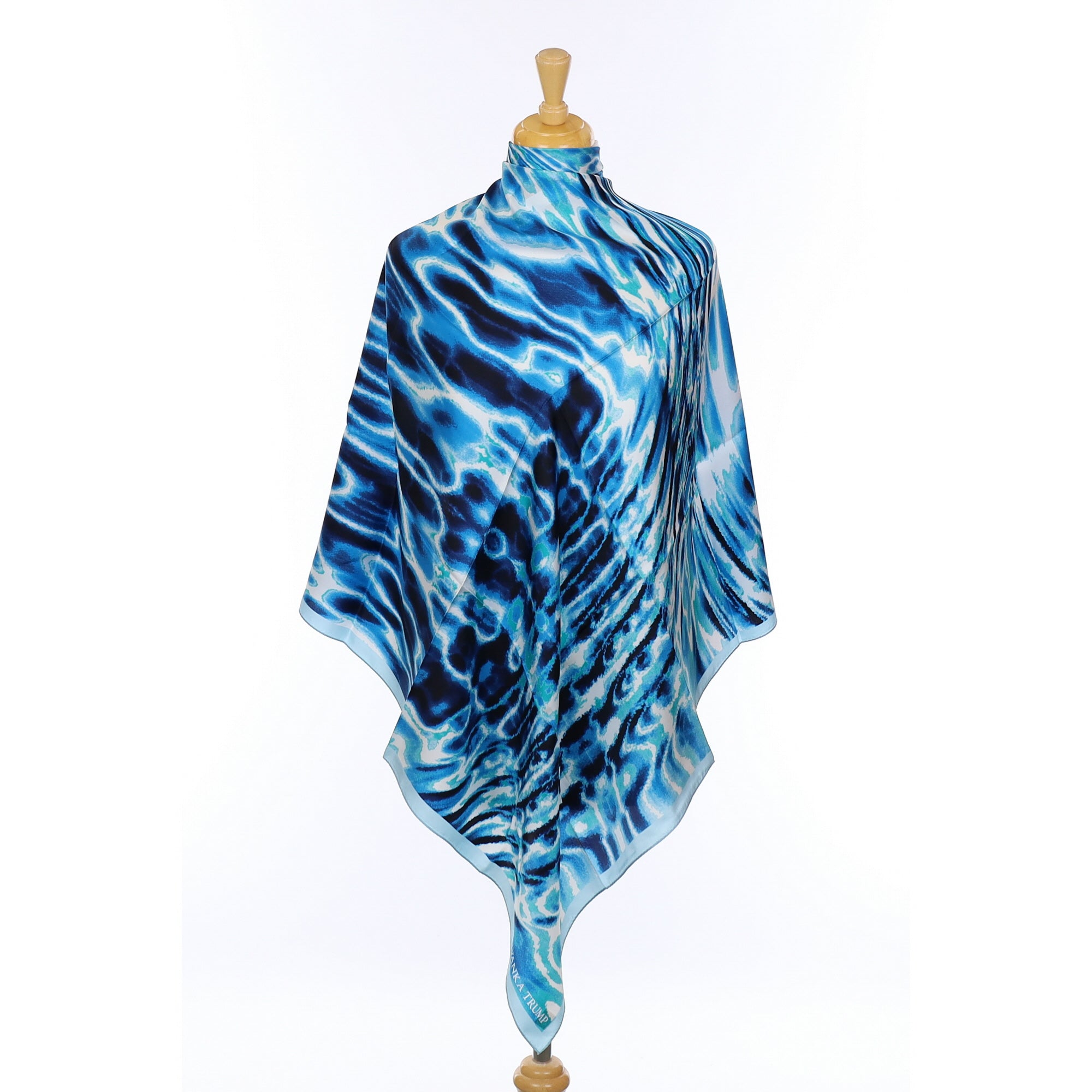 Brand New Ivanka Trump Blue Patterned Silk Scarf