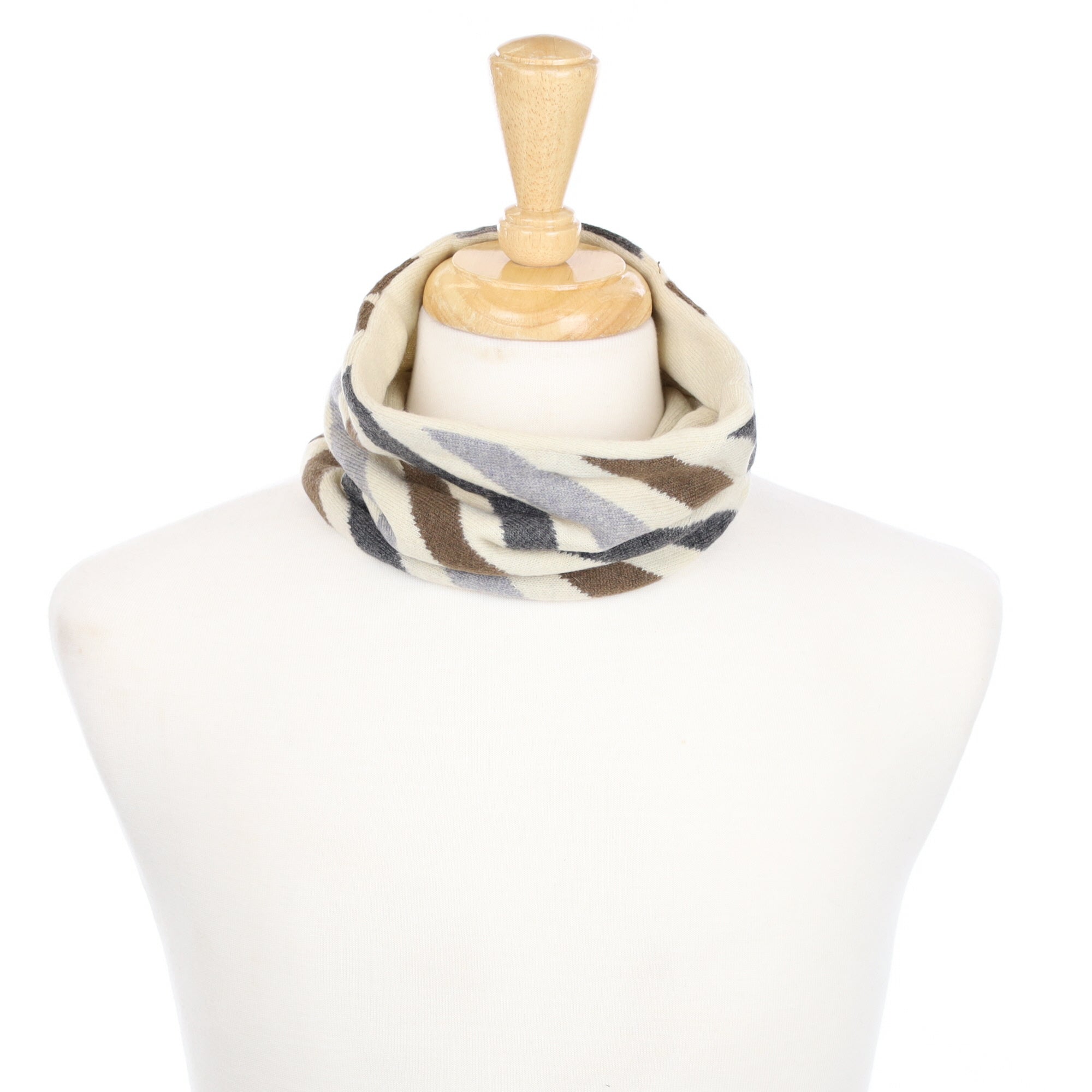 Oatmeal Brown and Grey Stripe Neck Warmer