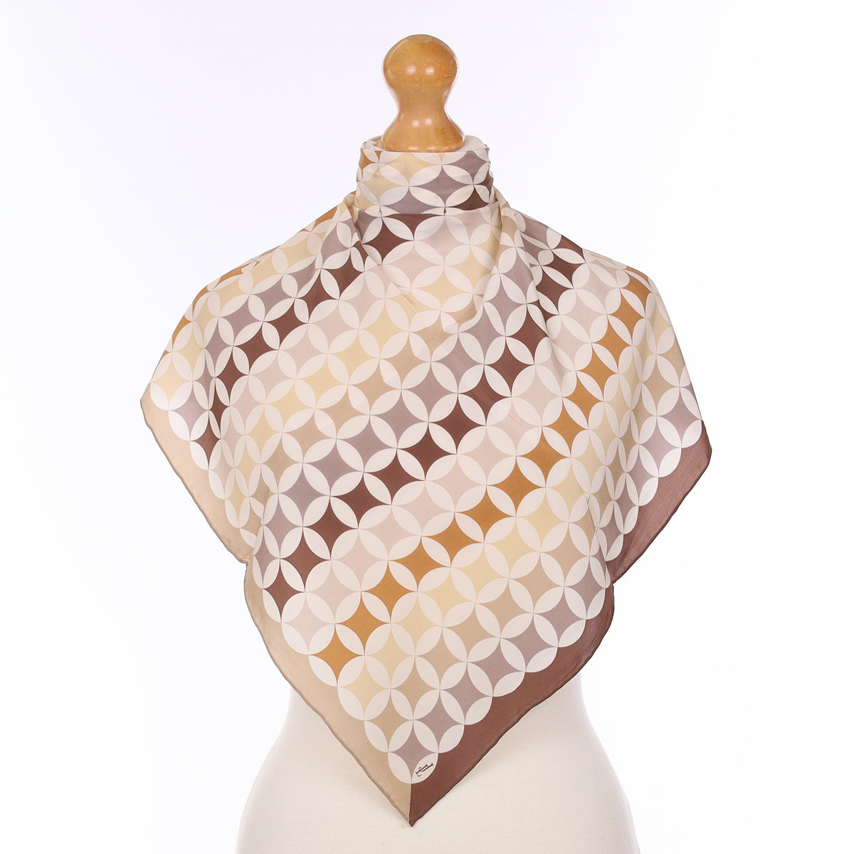 Brand New Brown Retro Patterned Silk Scarf
