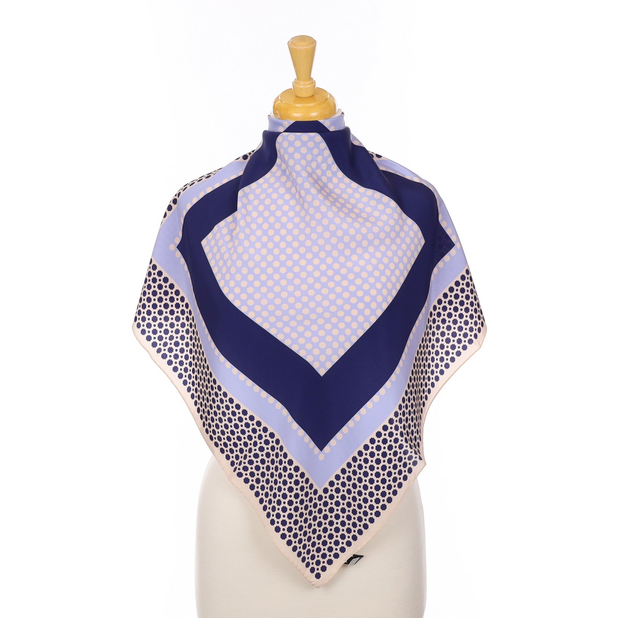 Brand New Blue Geometric Silk Scarf