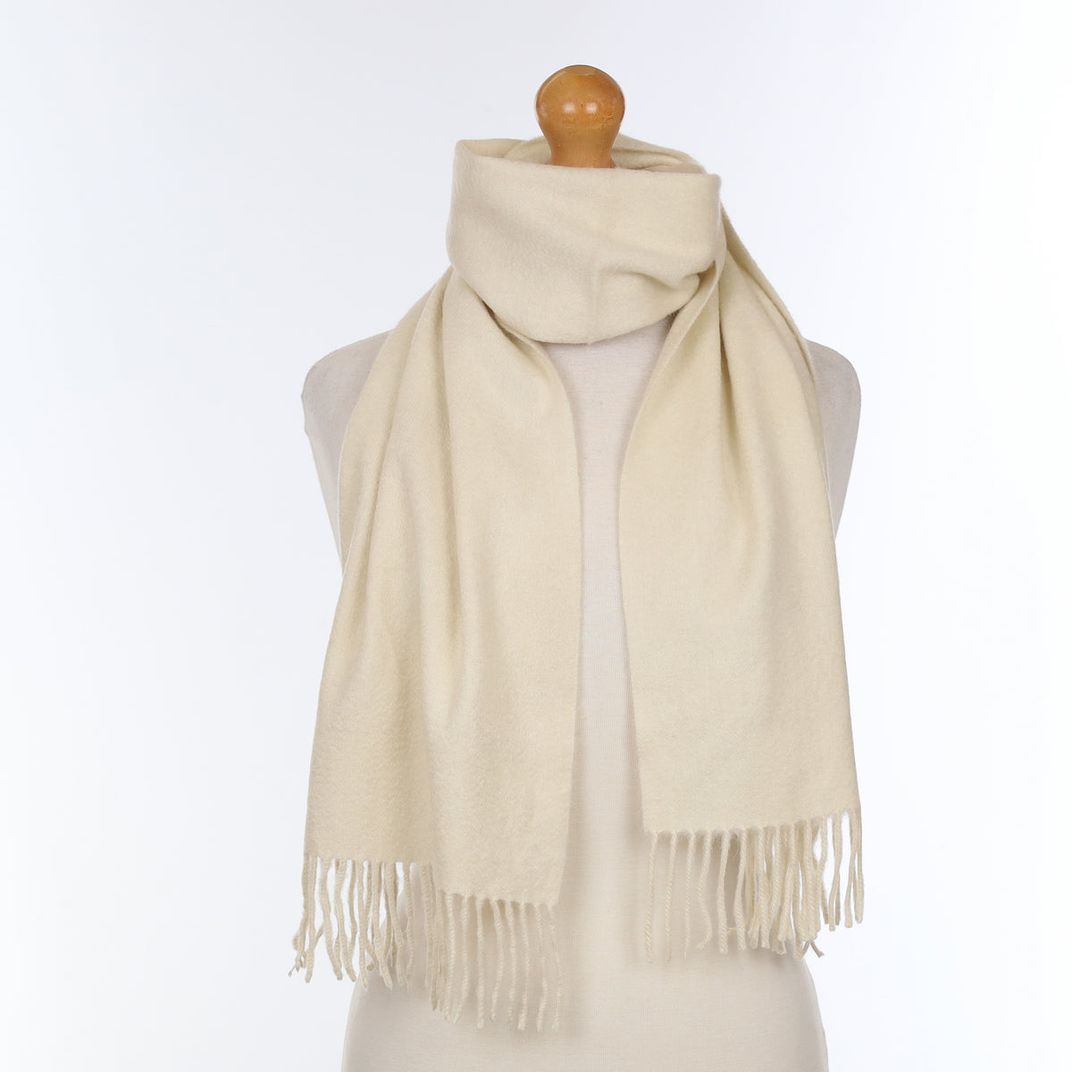 Ivory Cream Cashmere Woven Scarf