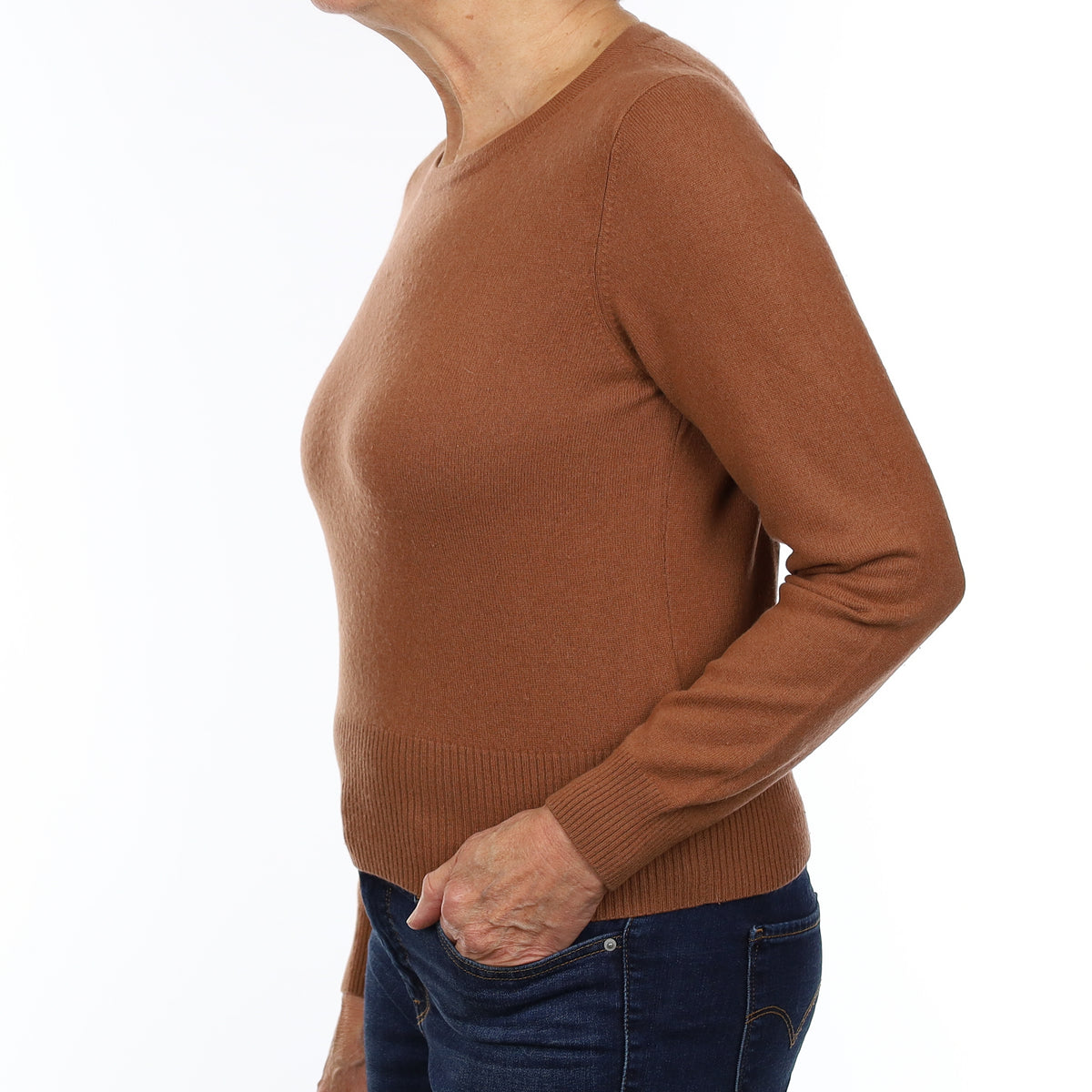 Cedar Brown Cashmere Crew Neck Jumper Medium