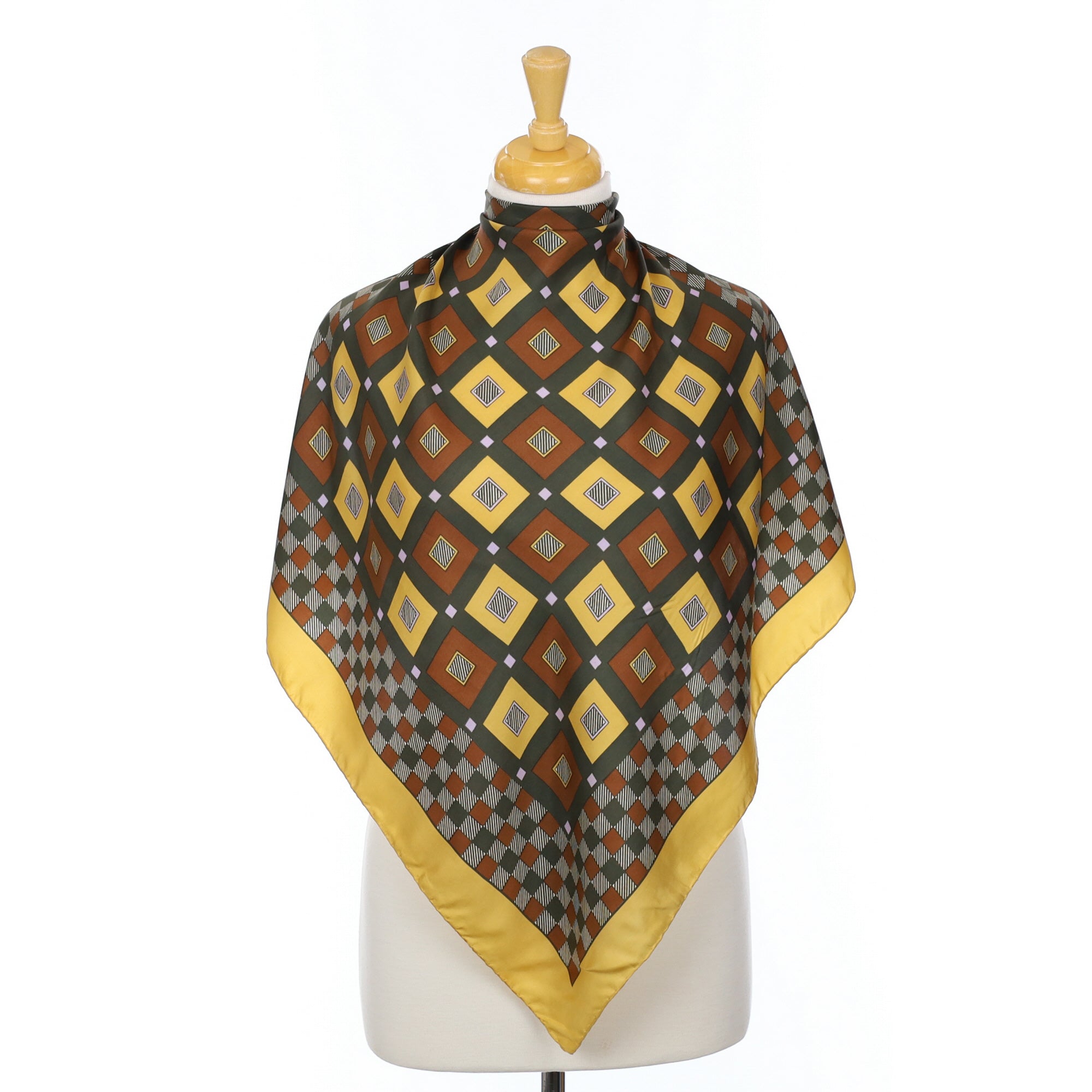 Italian Checked Vintage Silk Scarf