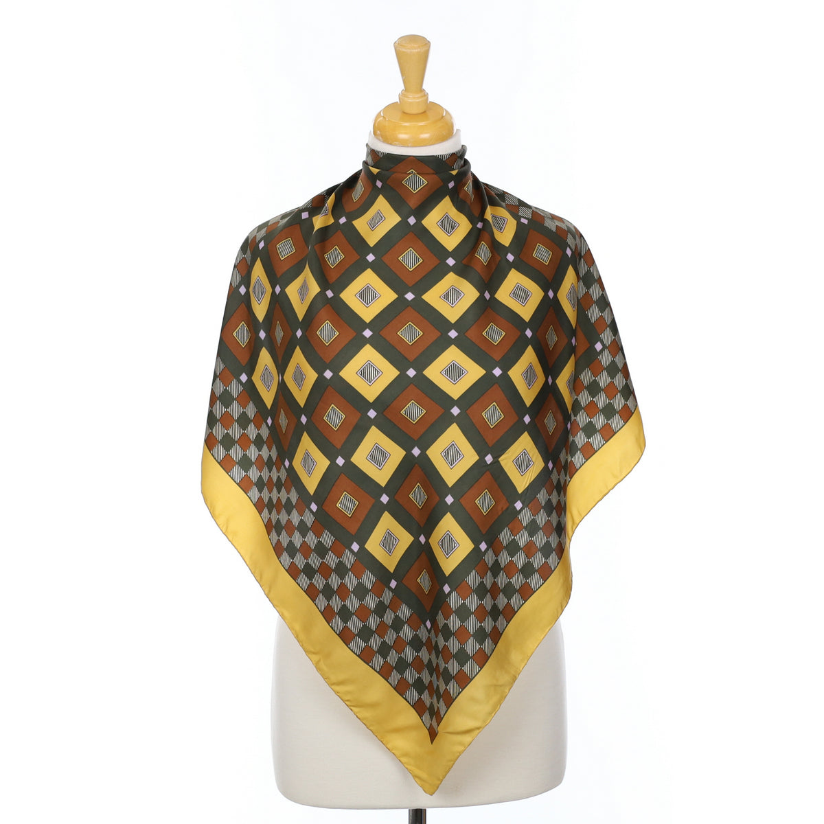Italian Checked Vintage Silk Scarf
