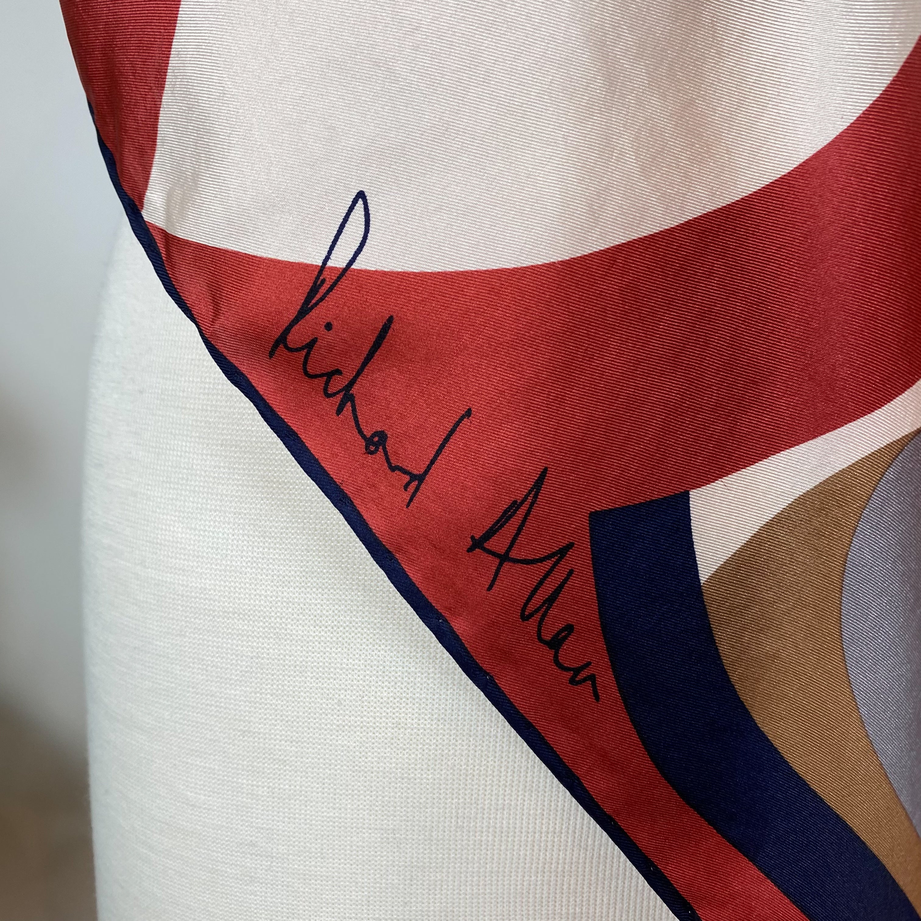 1970s Abstract Richard Allan Vintage Silk Scarf