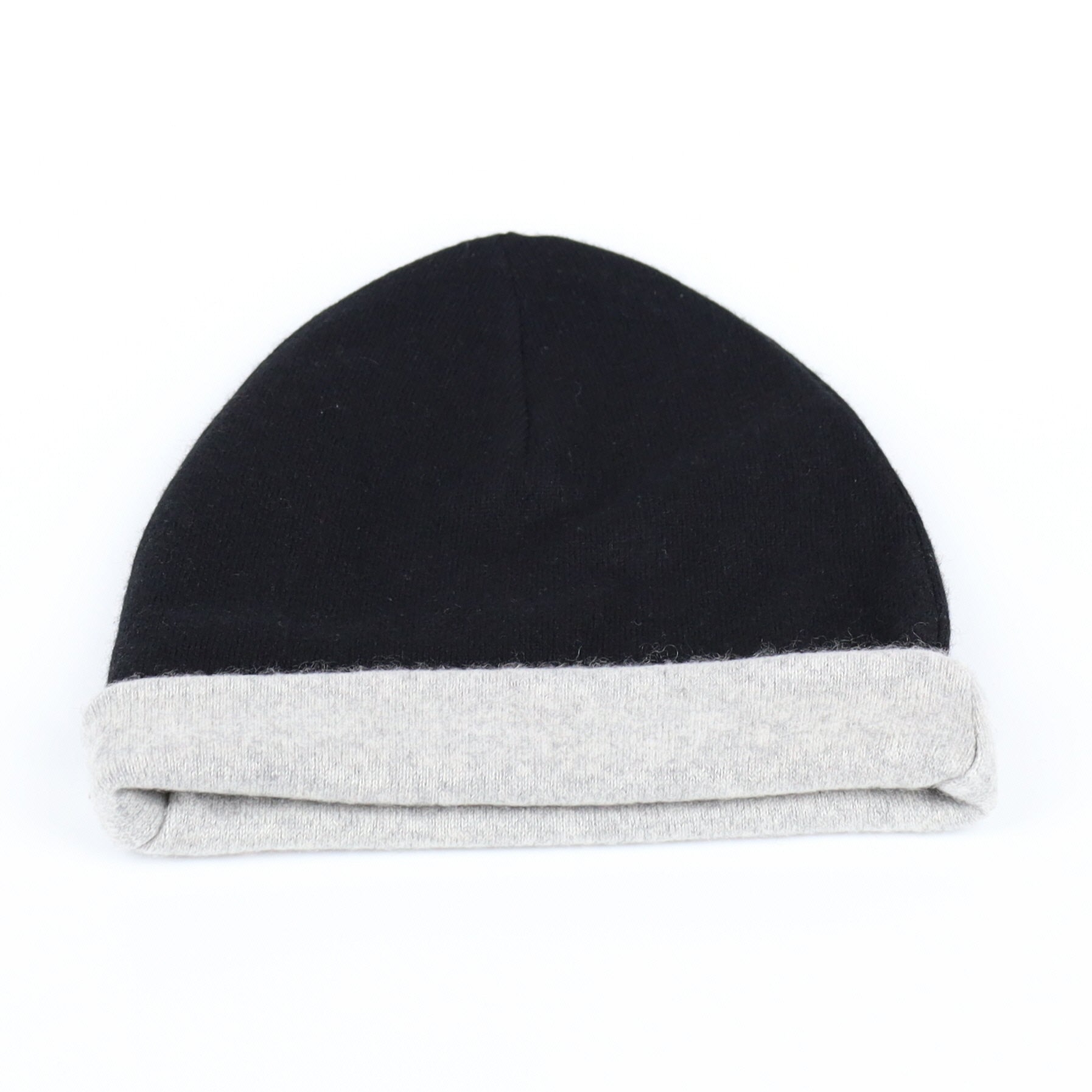 Smoke Grey and Black Reversible Cashmere Beanie Hat