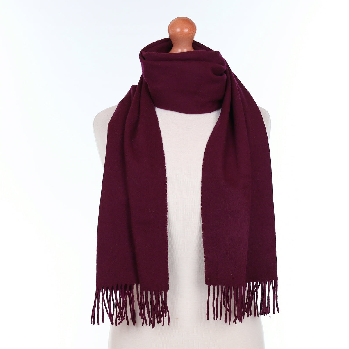Wine Red Cashmere Woven Scarf