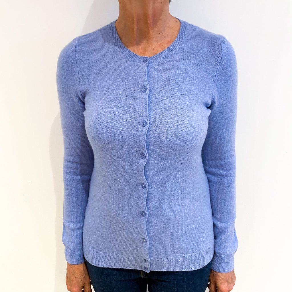 Sky Blue Cashmere Crew Neck Cardigan Medium