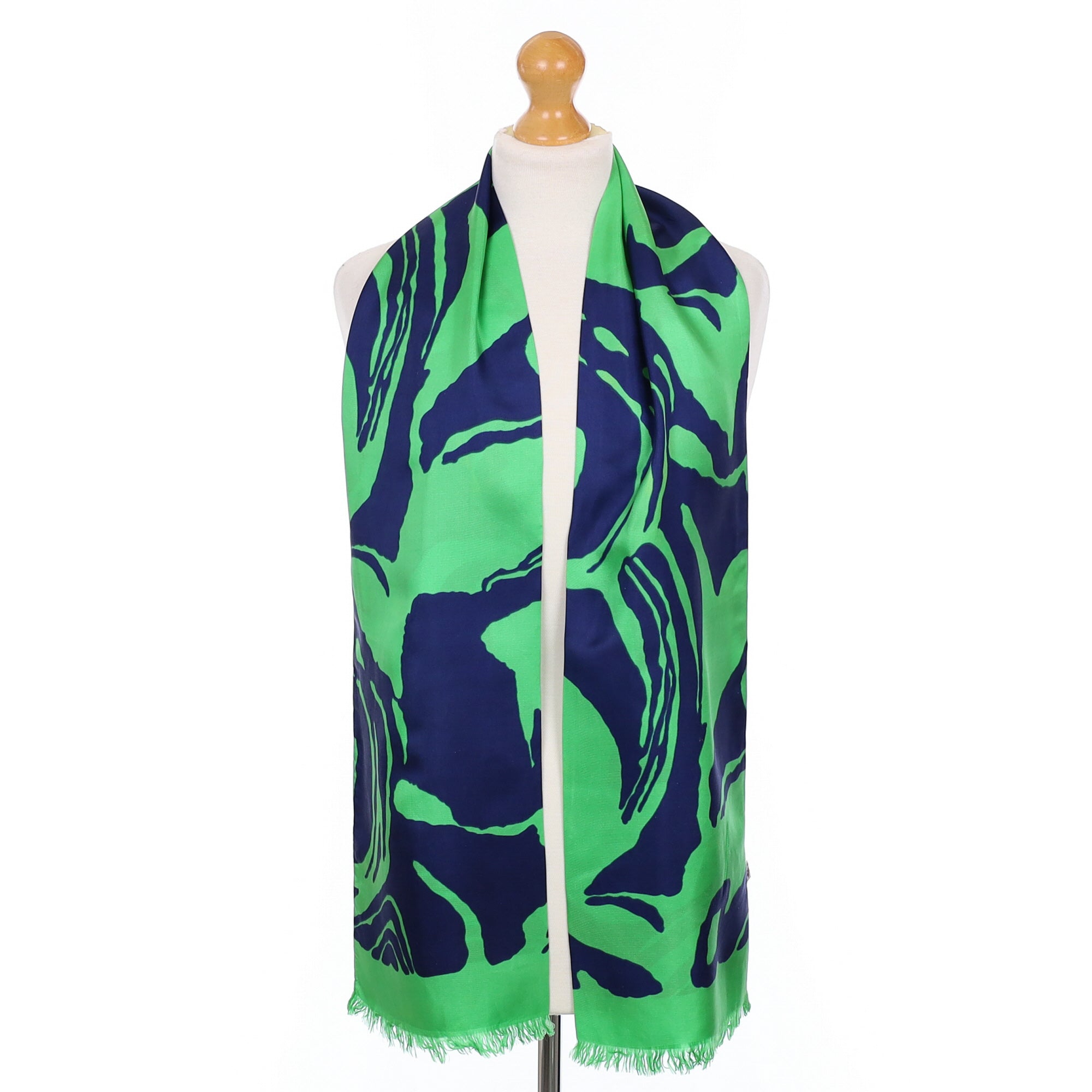 1970’s Clifford Bond Jade and Navy Vintage Silk Scarf