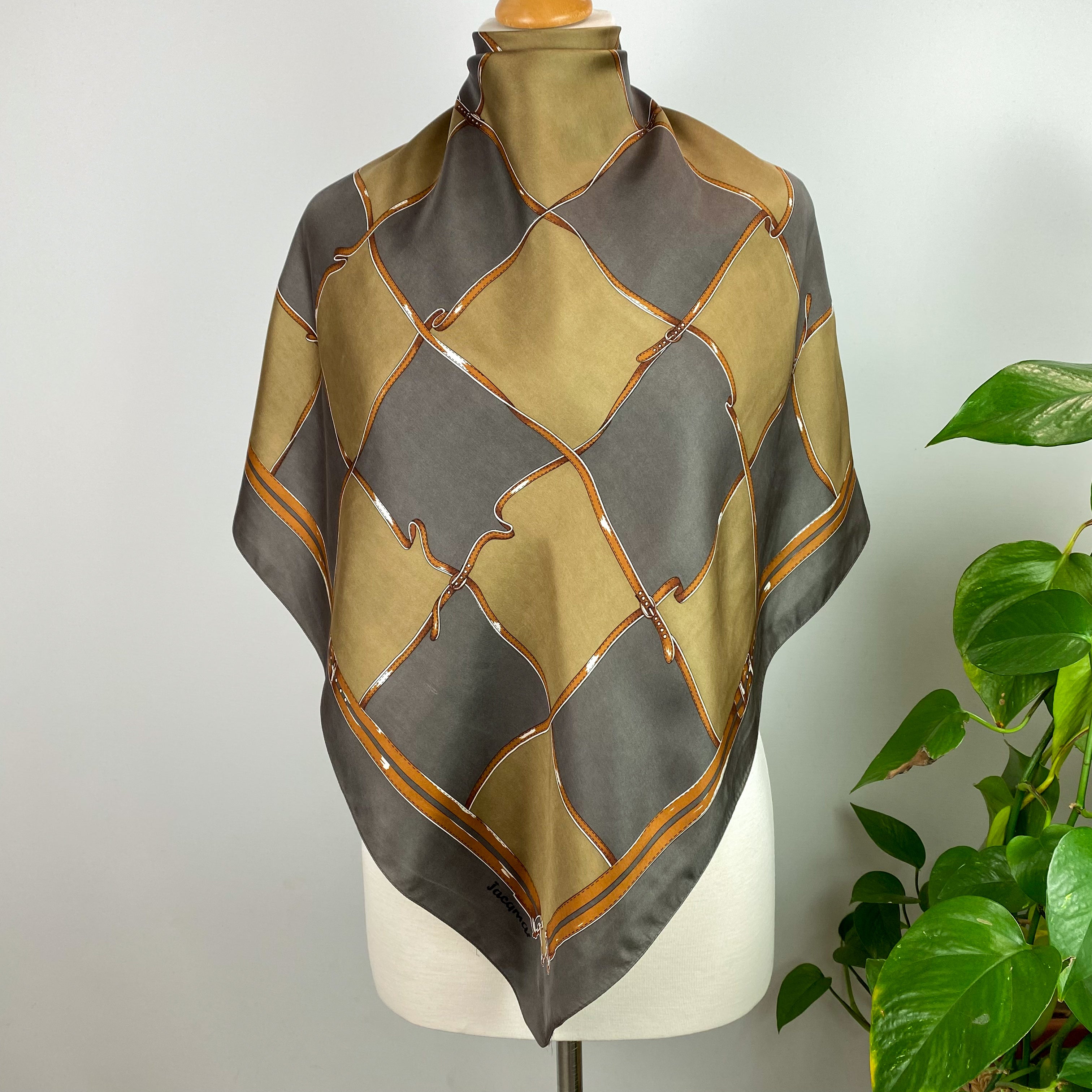 1970’s Jacqmar Checked Silk Scarf