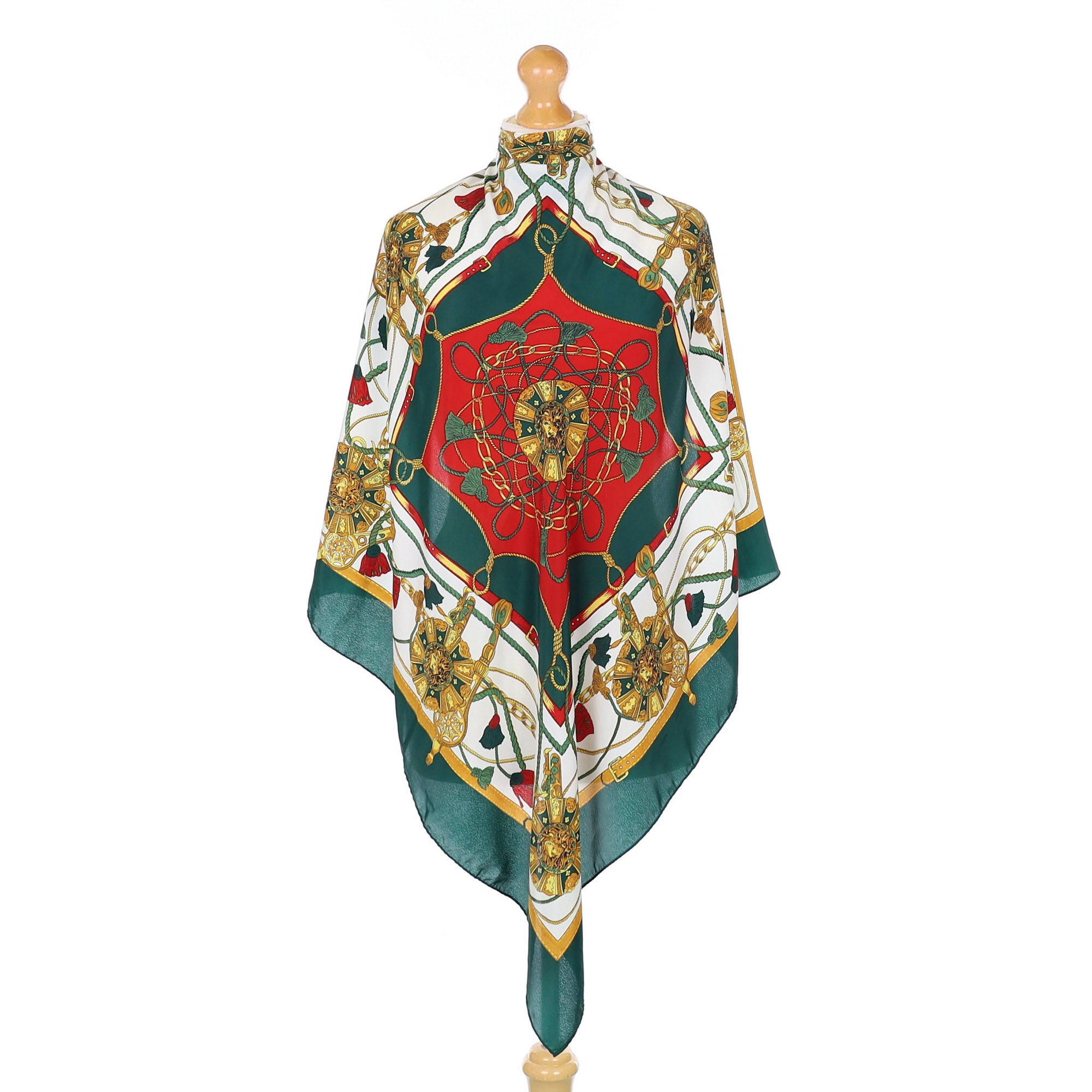 Red Green and Gold Silk Scarf