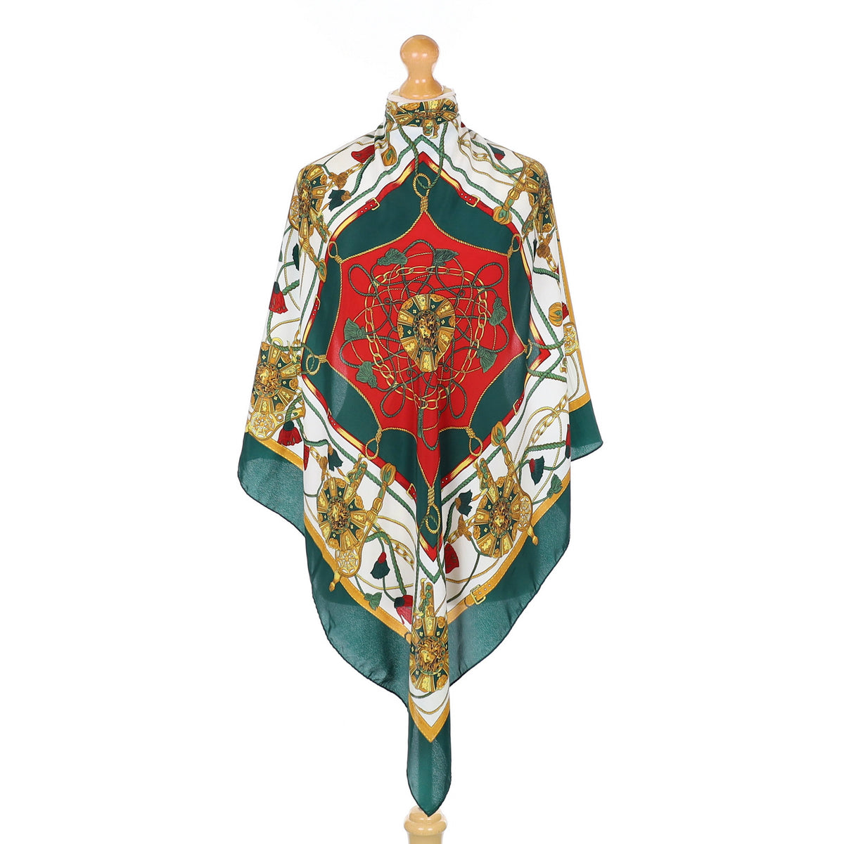 Red Green and Gold Silk Scarf