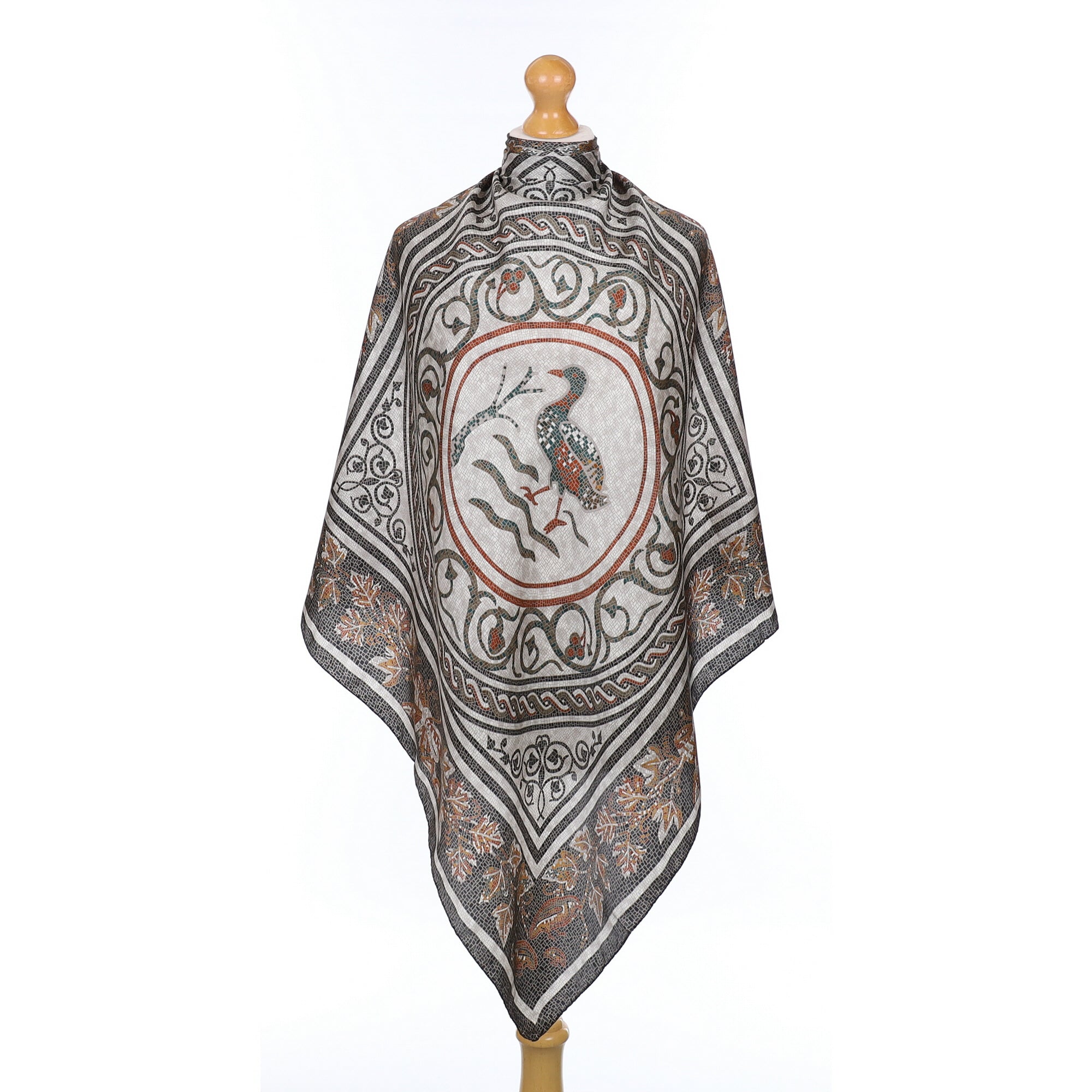 Duck Mosaic Effect Silk Scarf