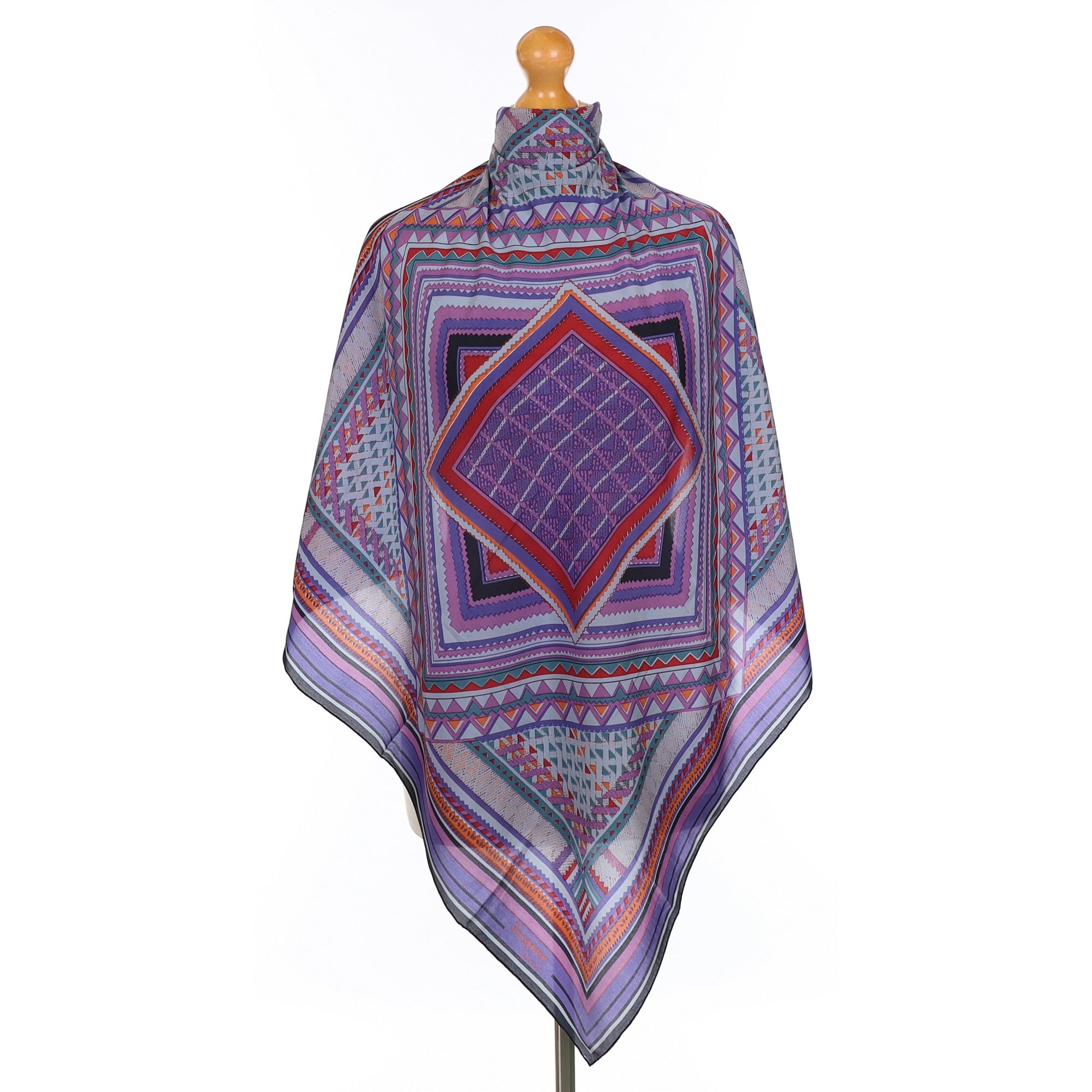 Jacqmar Purple Aztec Patterned Vintage Silk Scarf