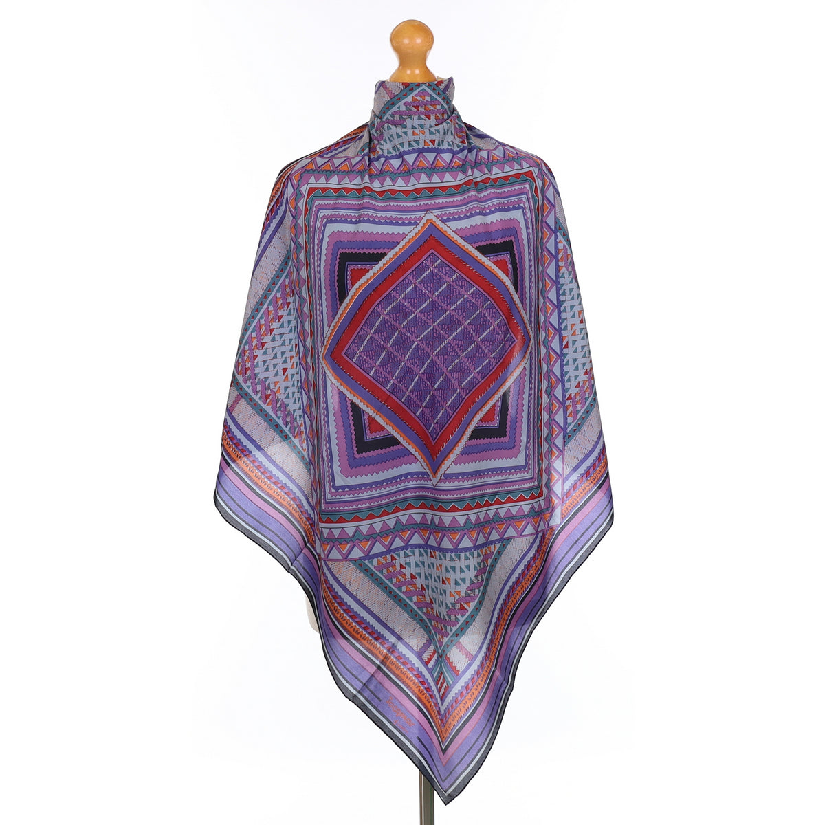 Jacqmar Purple Aztec Patterned Vintage Silk Scarf
