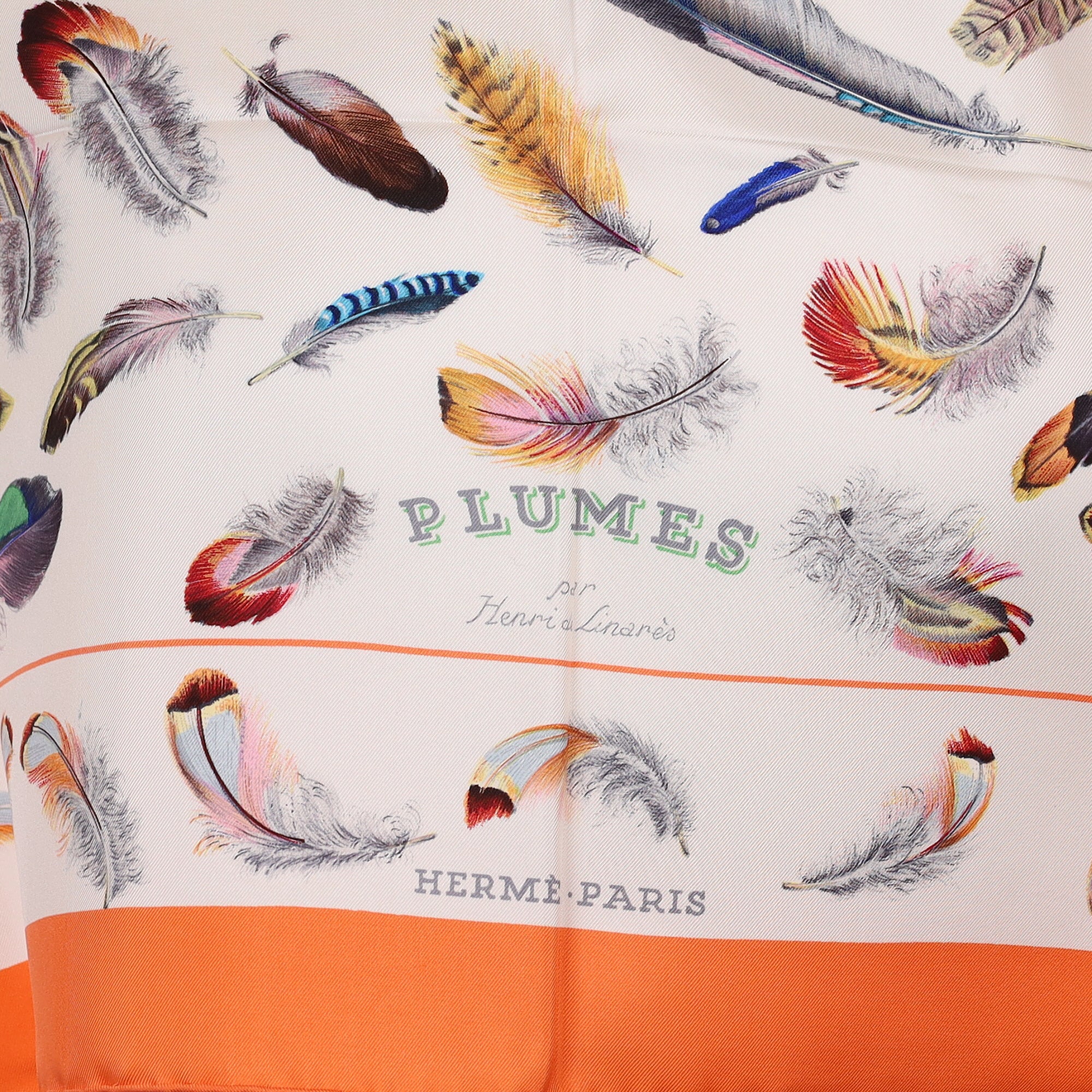 Brand New Boxed Hermès Plumes Silk Scarf