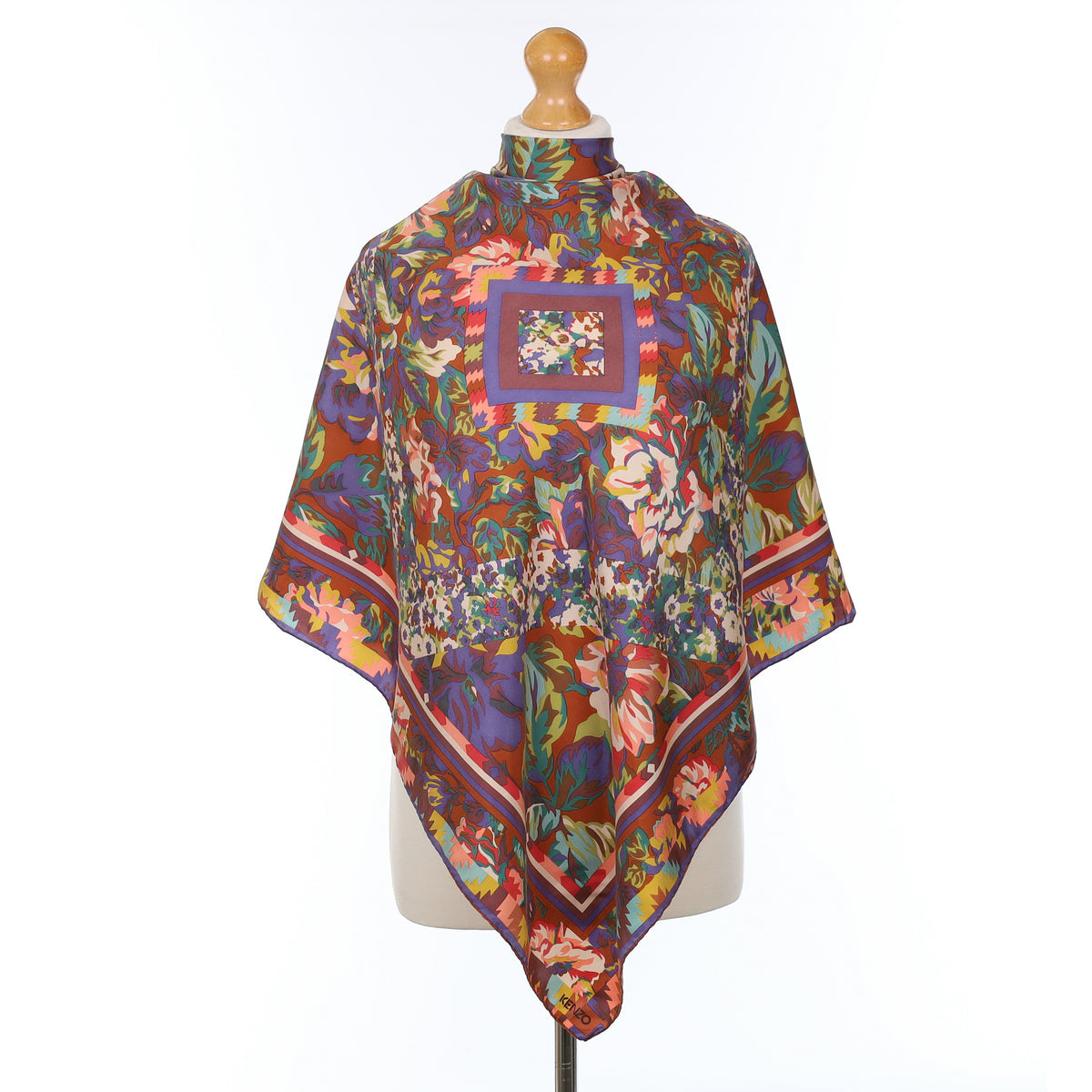 Kenzo Abstract Floral Silk Scarf
