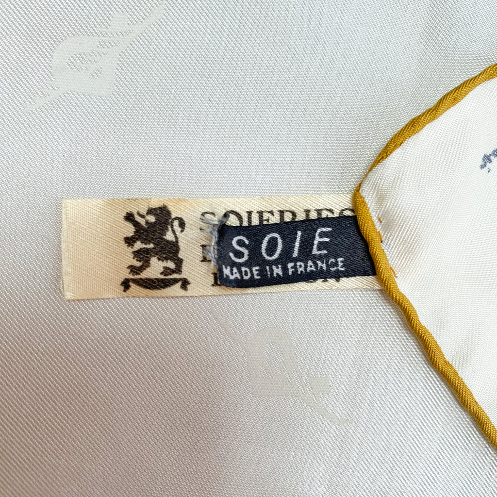 Charming French Lion Vintage Silk Scarf