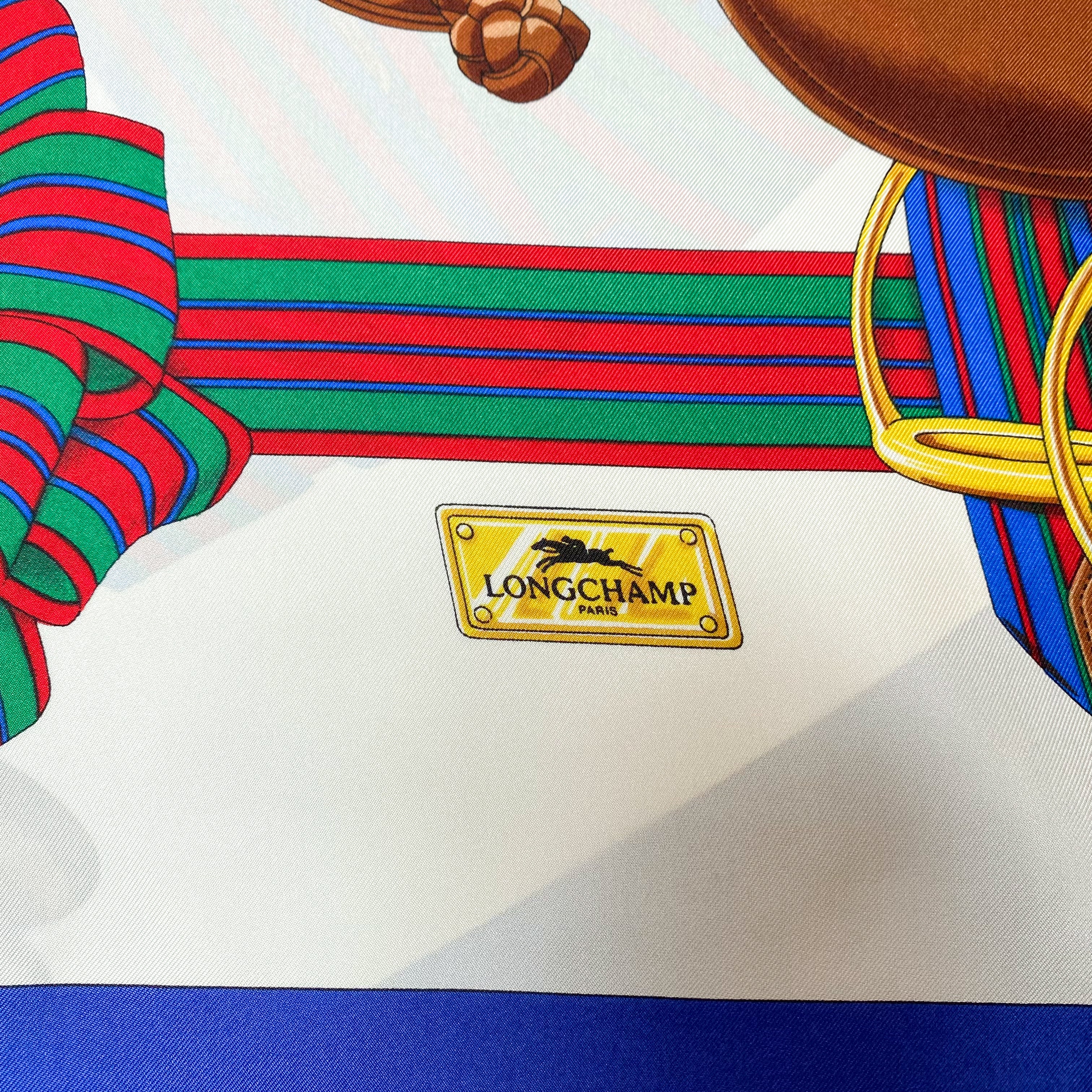 Stunning Longchamp Equestrian Designer Silk Scarf