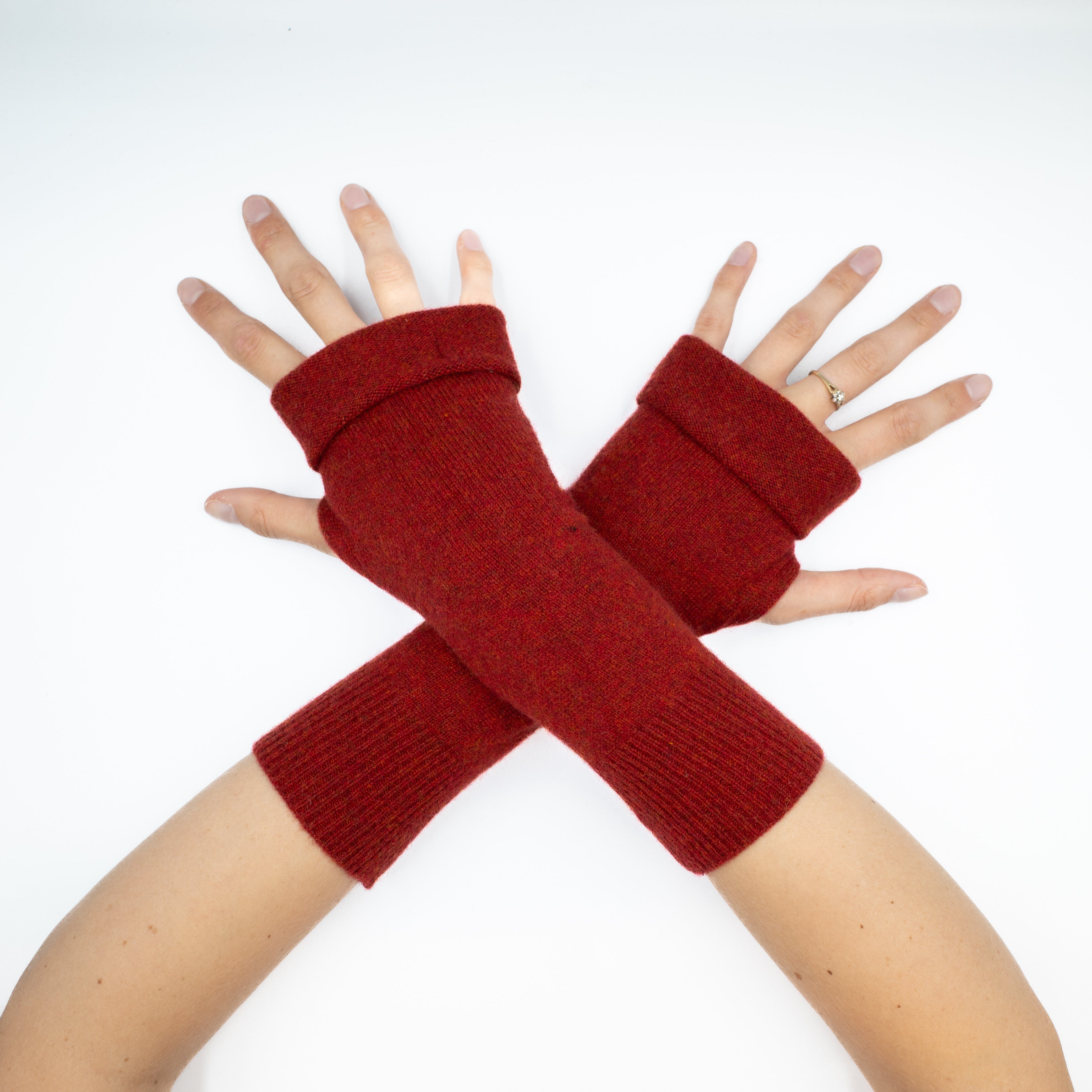 Rust Red Fingerless Gloves