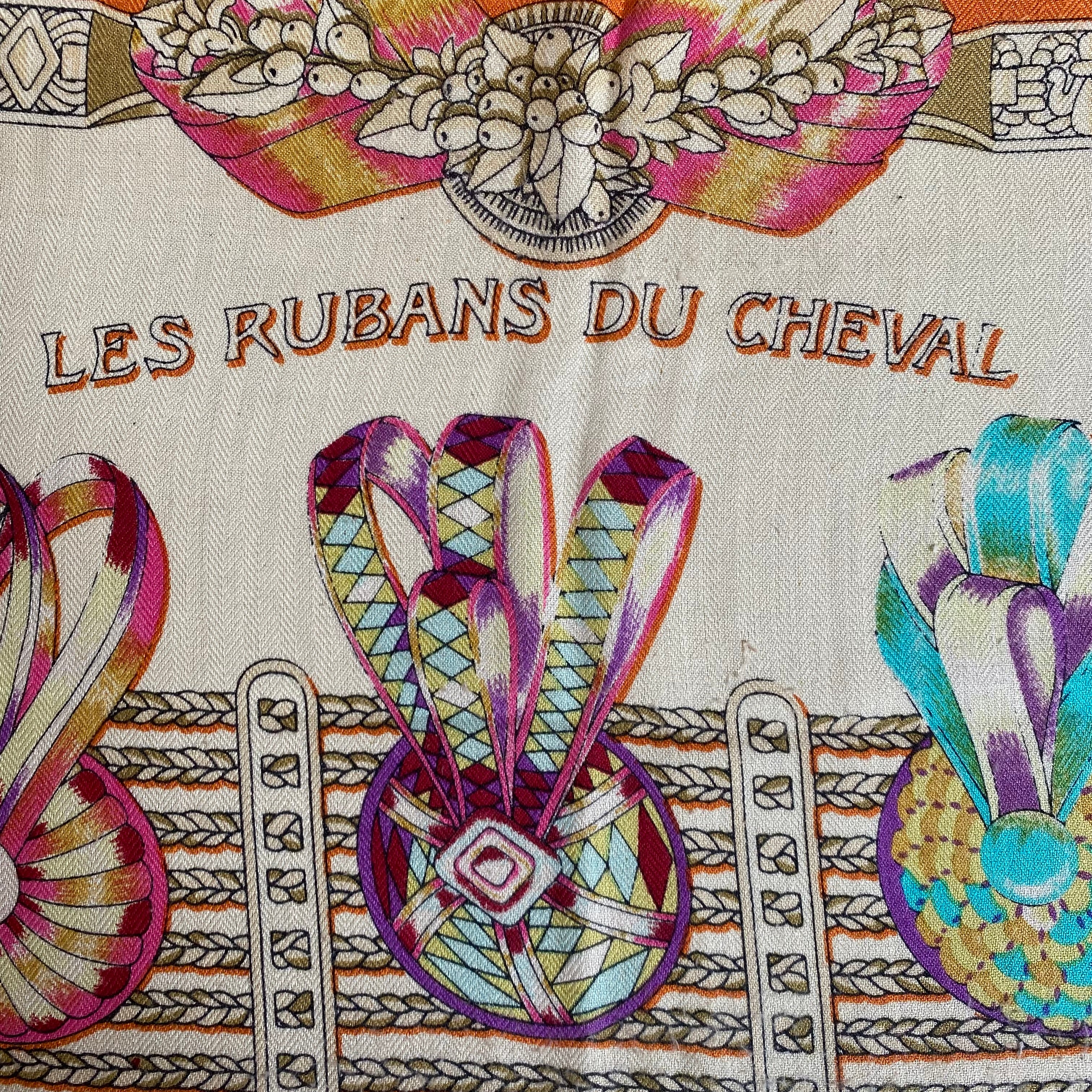 Hermès Les Rubans du Cheval Silk and Cashmere 120 Scarf