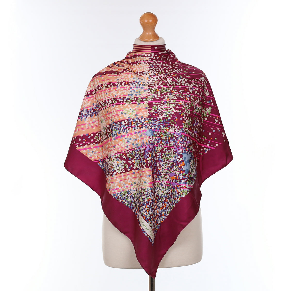1970’s Christian Dior Floral Vintage Silk Scarf