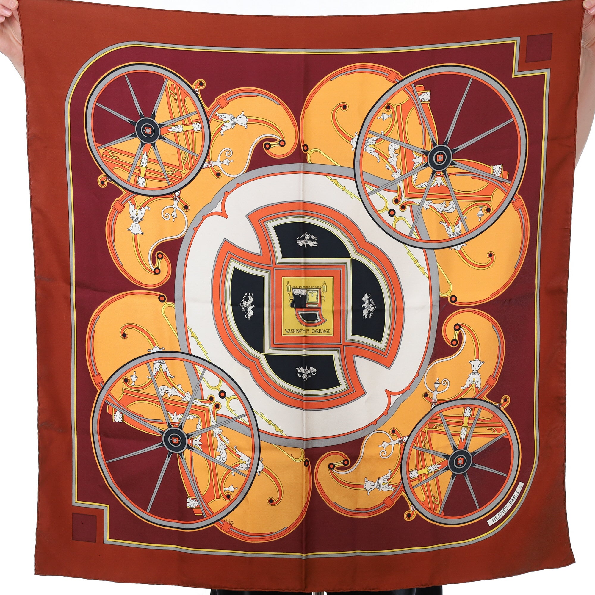 Hermès Washington’s Carriage Vintage Silk Scarf Quite Rare