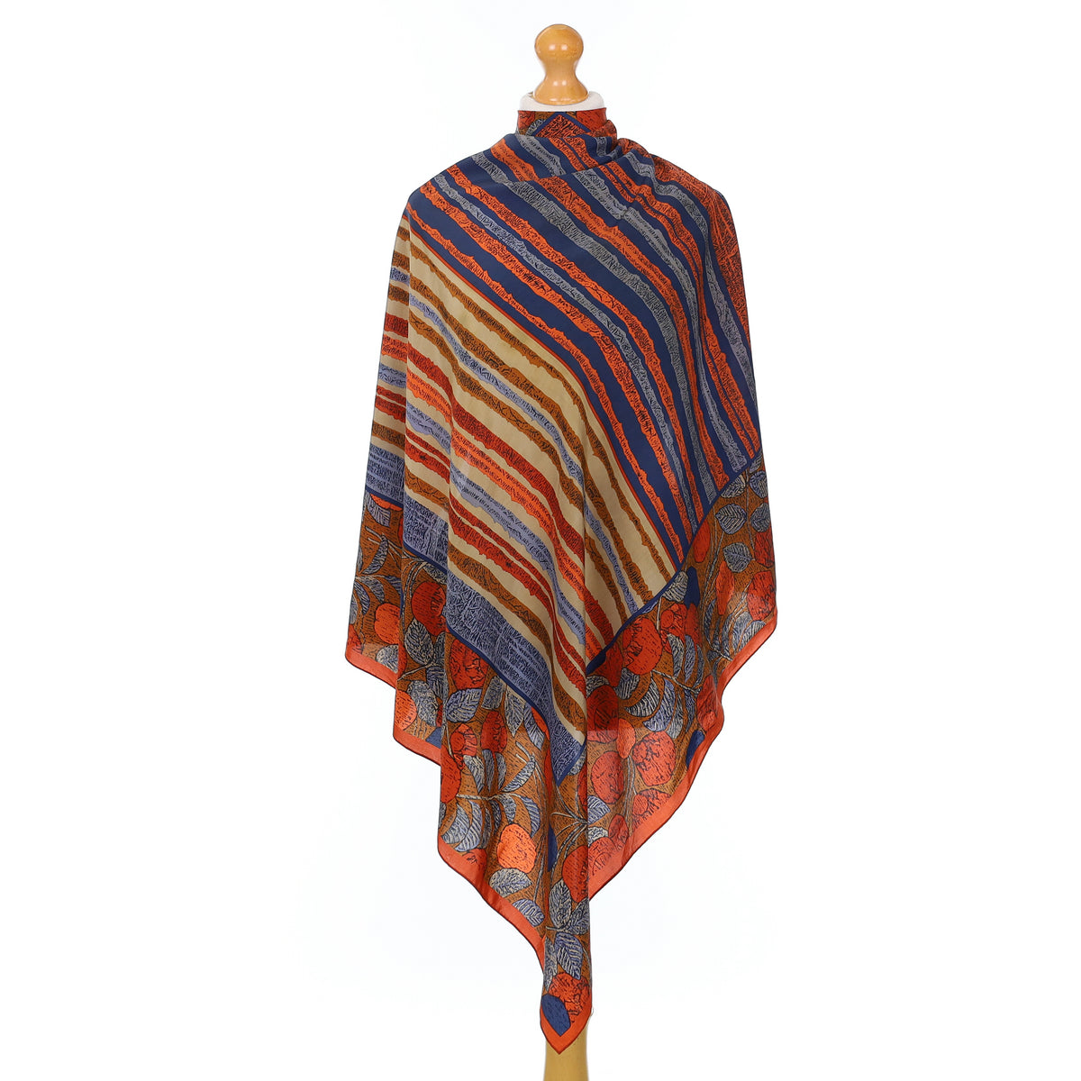 Orange Striped Vintage Silk Scarf