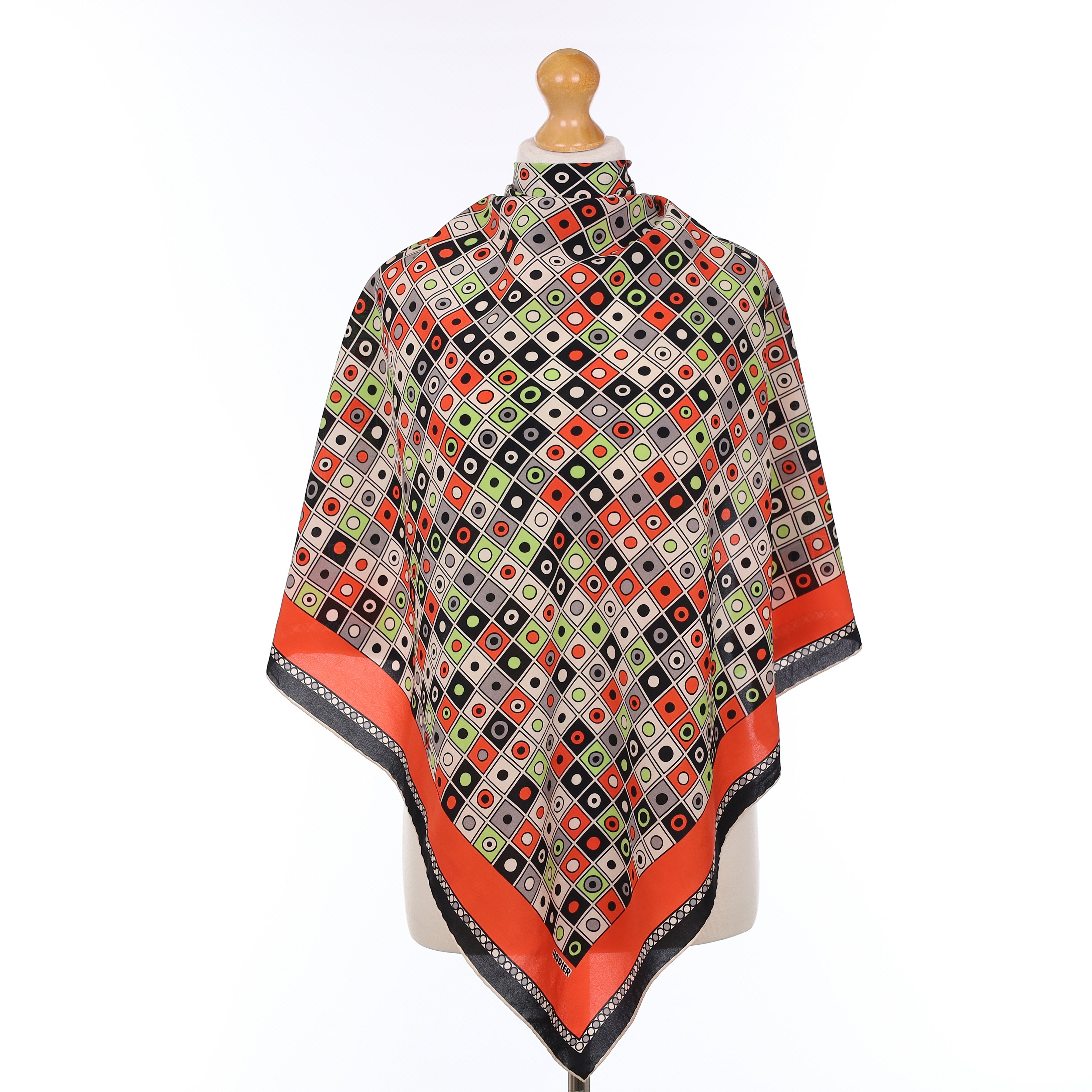 1980’s Rodier Red Geometric Vintage Silk Scarf