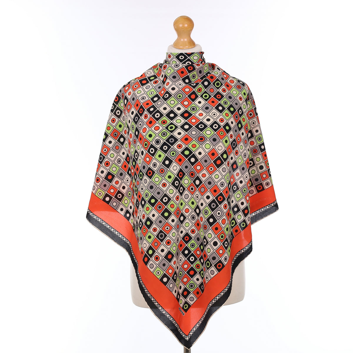 1980’s Rodier Red Geometric Vintage Silk Scarf