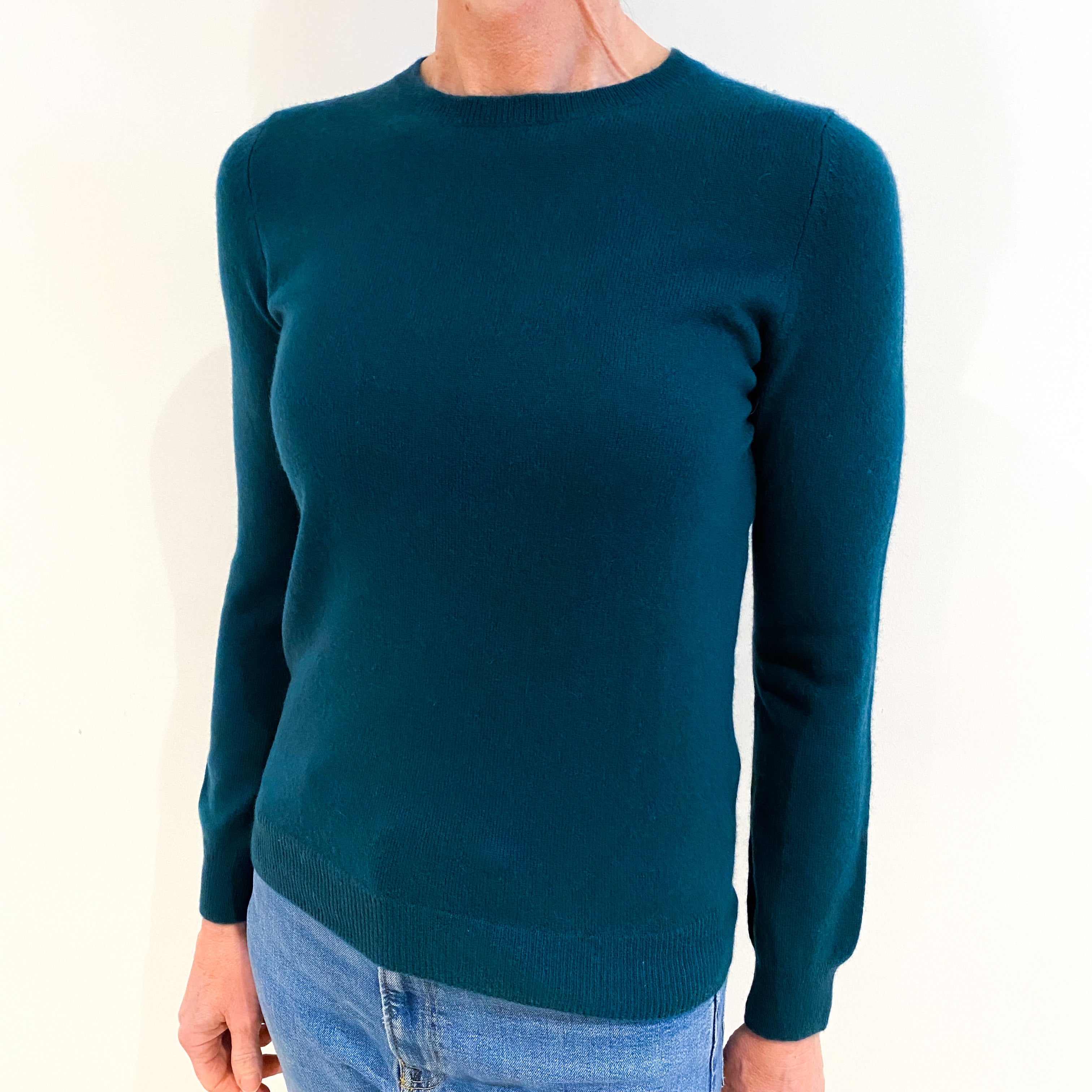 Teal Green Cashmere Crew Neck Jumper Small