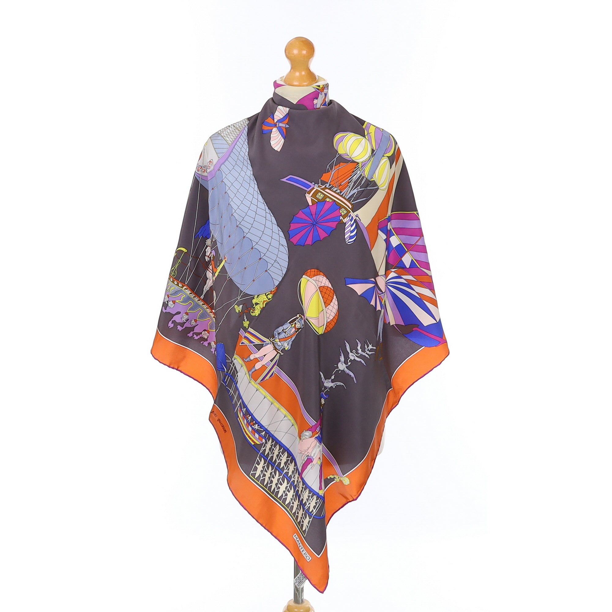 Pristine Mantero Air Craft Illustration Silk Scarf