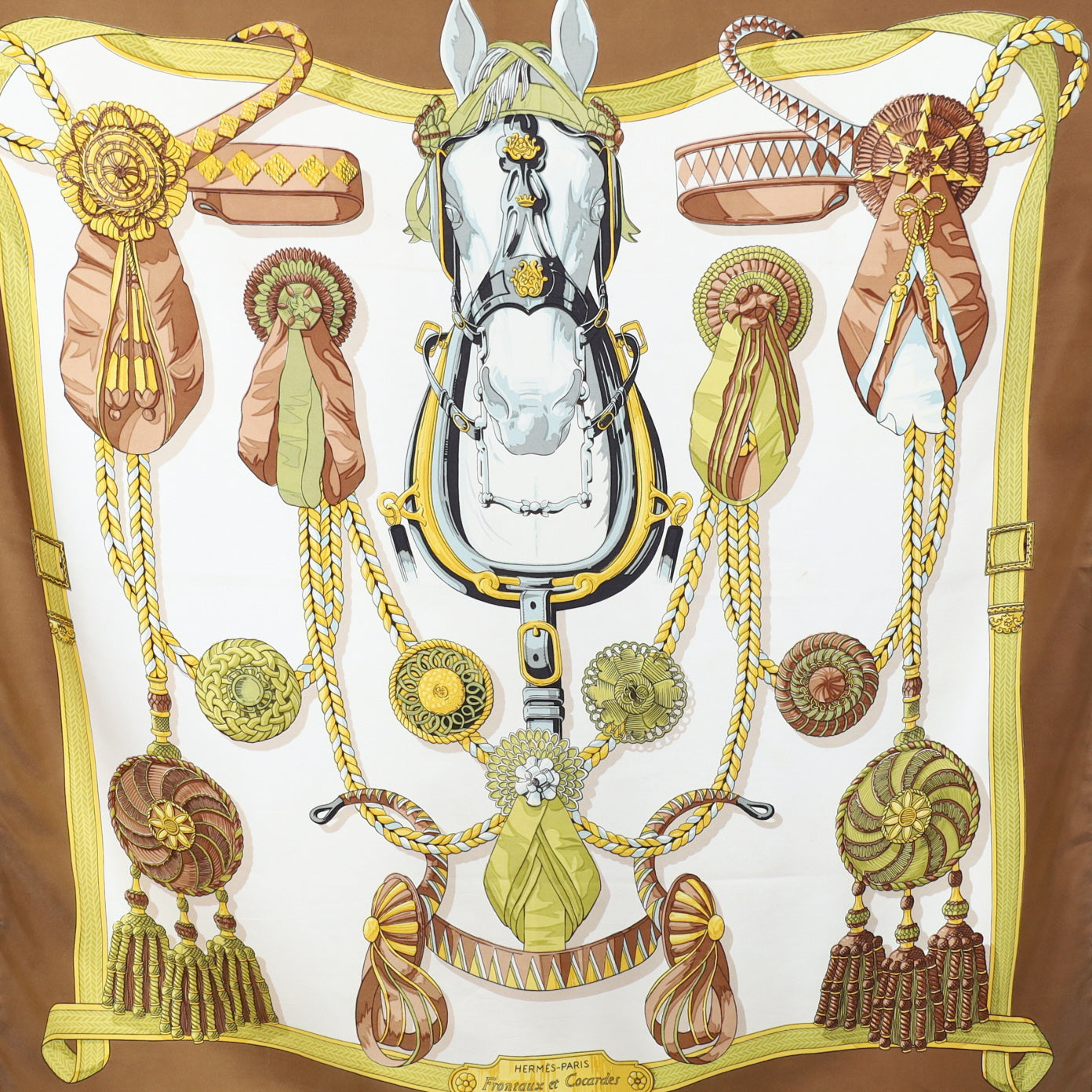 Hermès Frontaux Et Cocaedes Silk Scarf