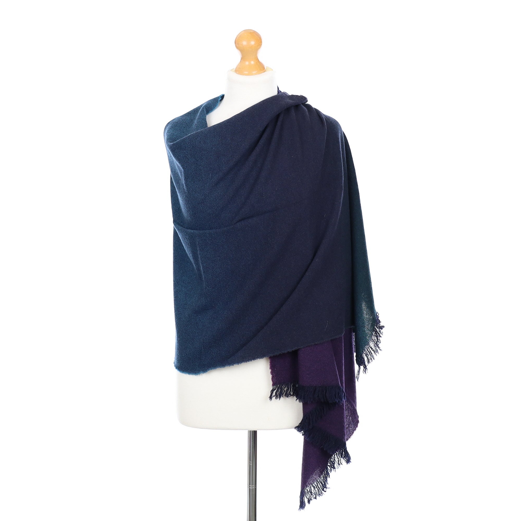Scottish Begg & Co Blue Ombré Woven Cashmere Wrap
