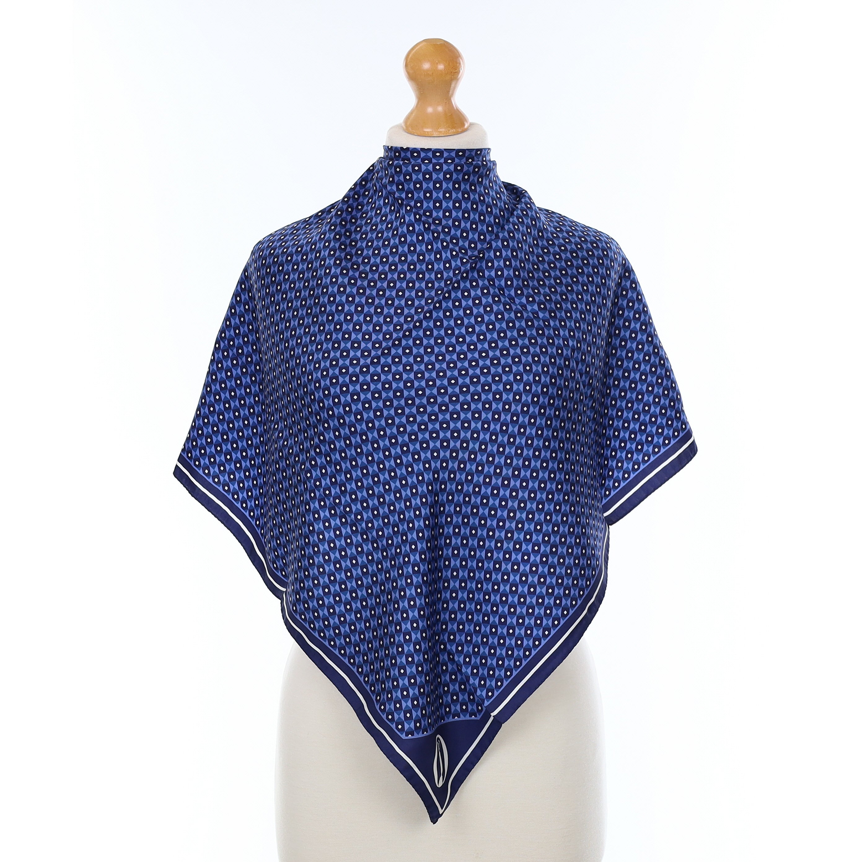 Blue Geometric Silk Scarf