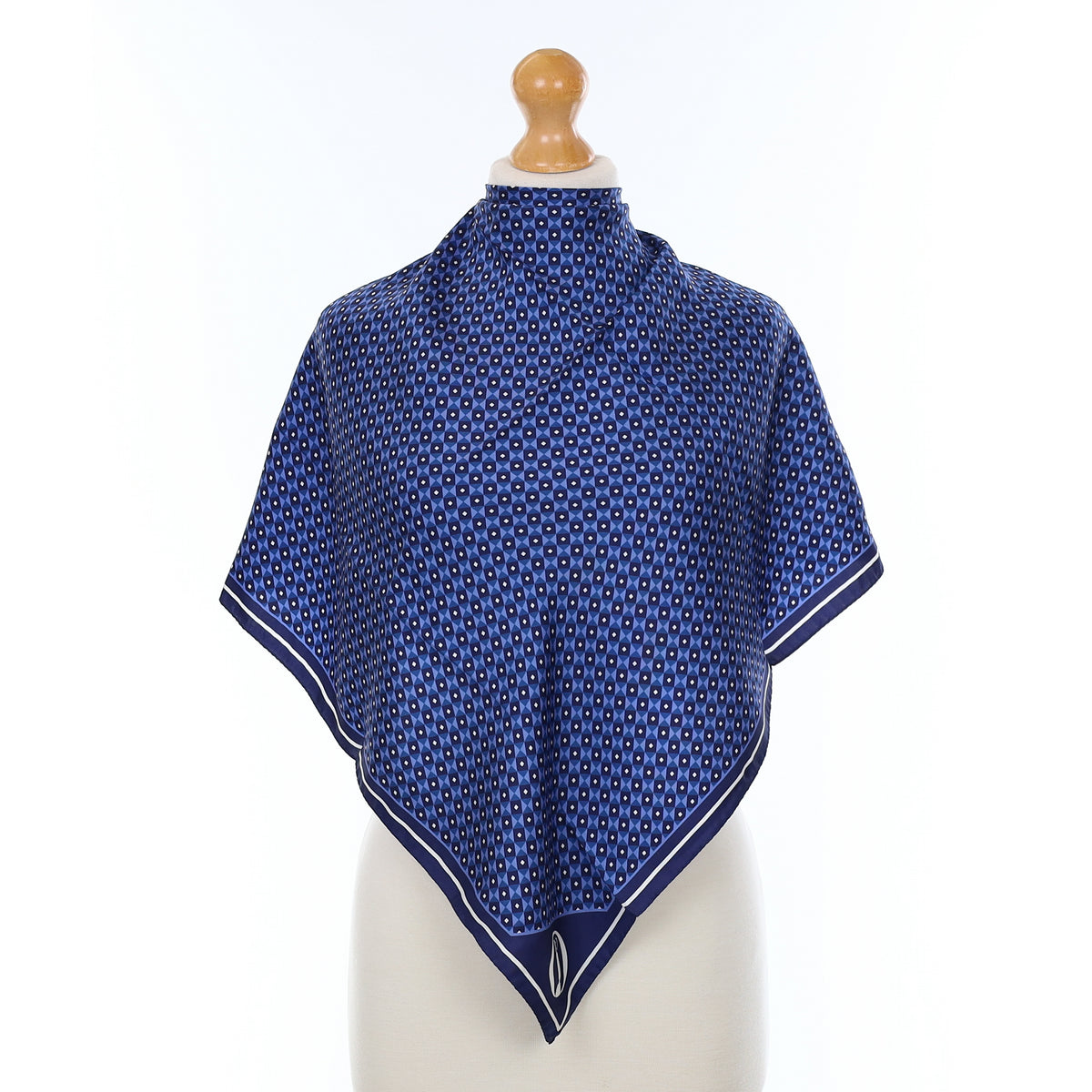 Blue Geometric Silk Scarf