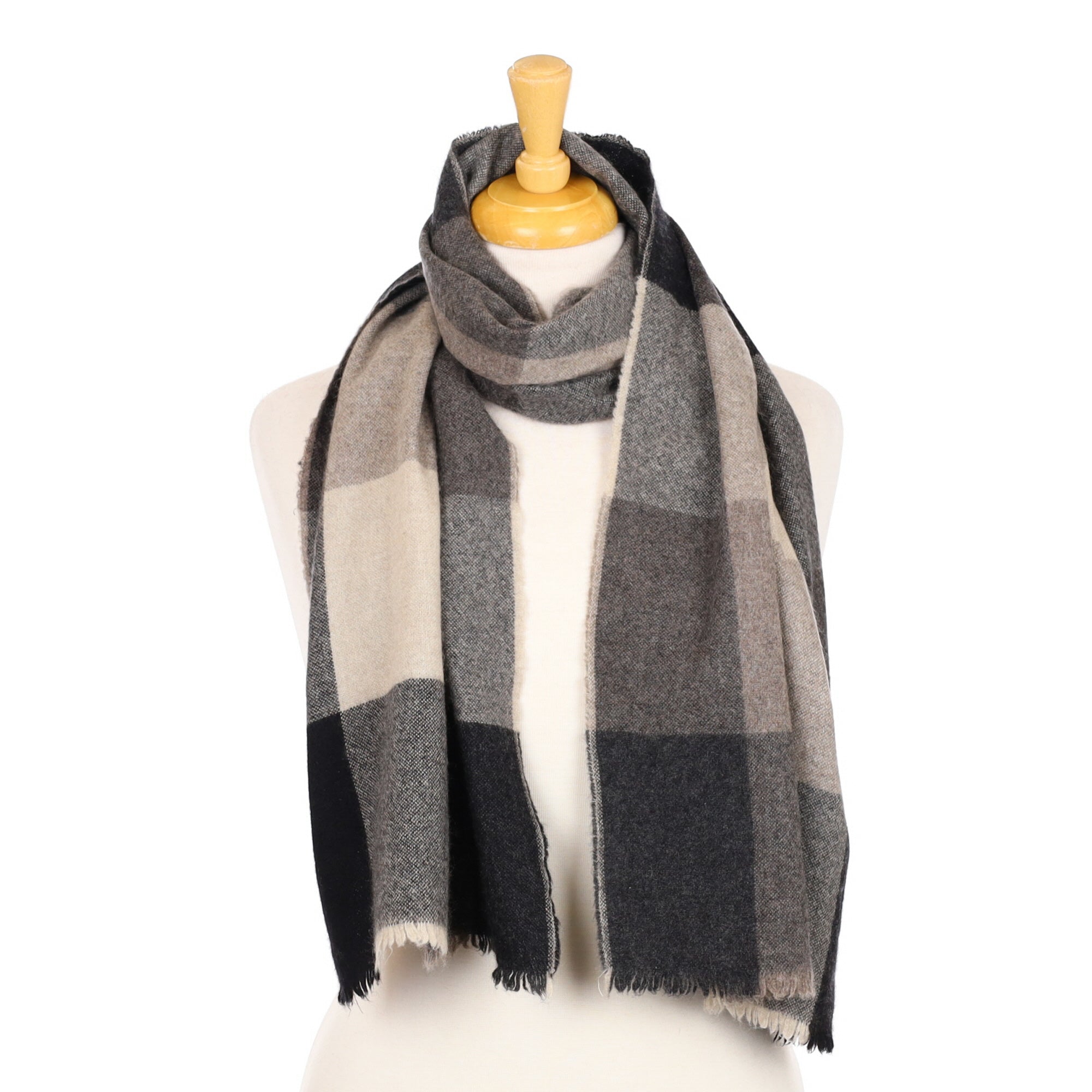 Black and Mocha Brown Boggi Italian Cashmere Woven Scarf