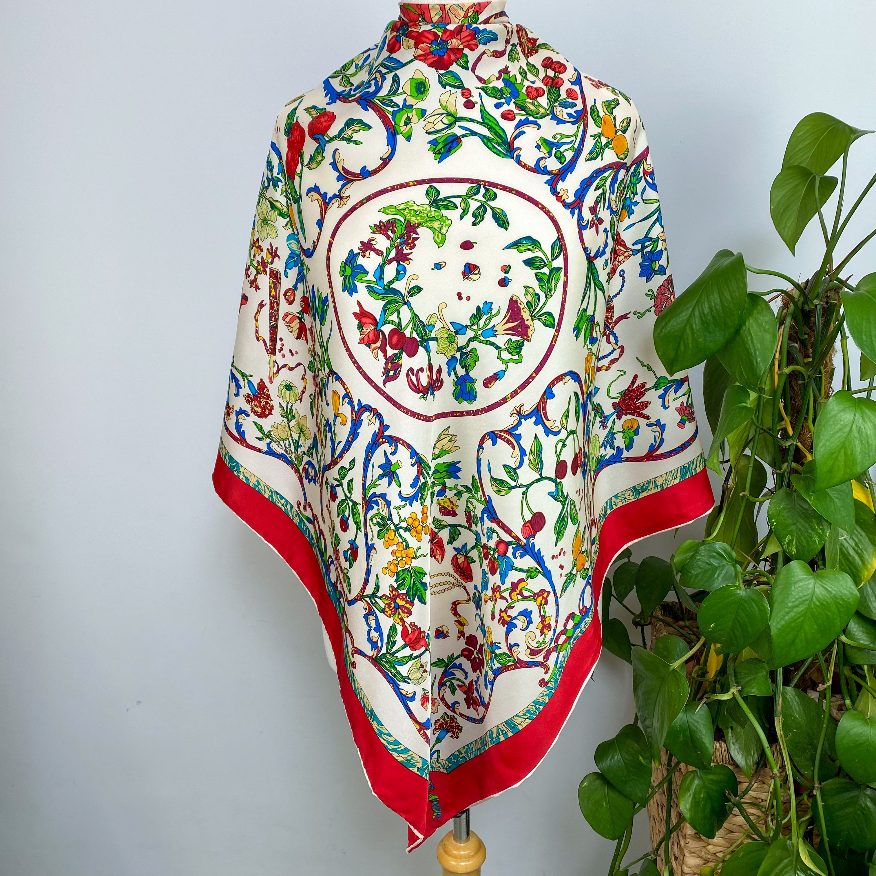 Colourful Floral Silk Scarf
