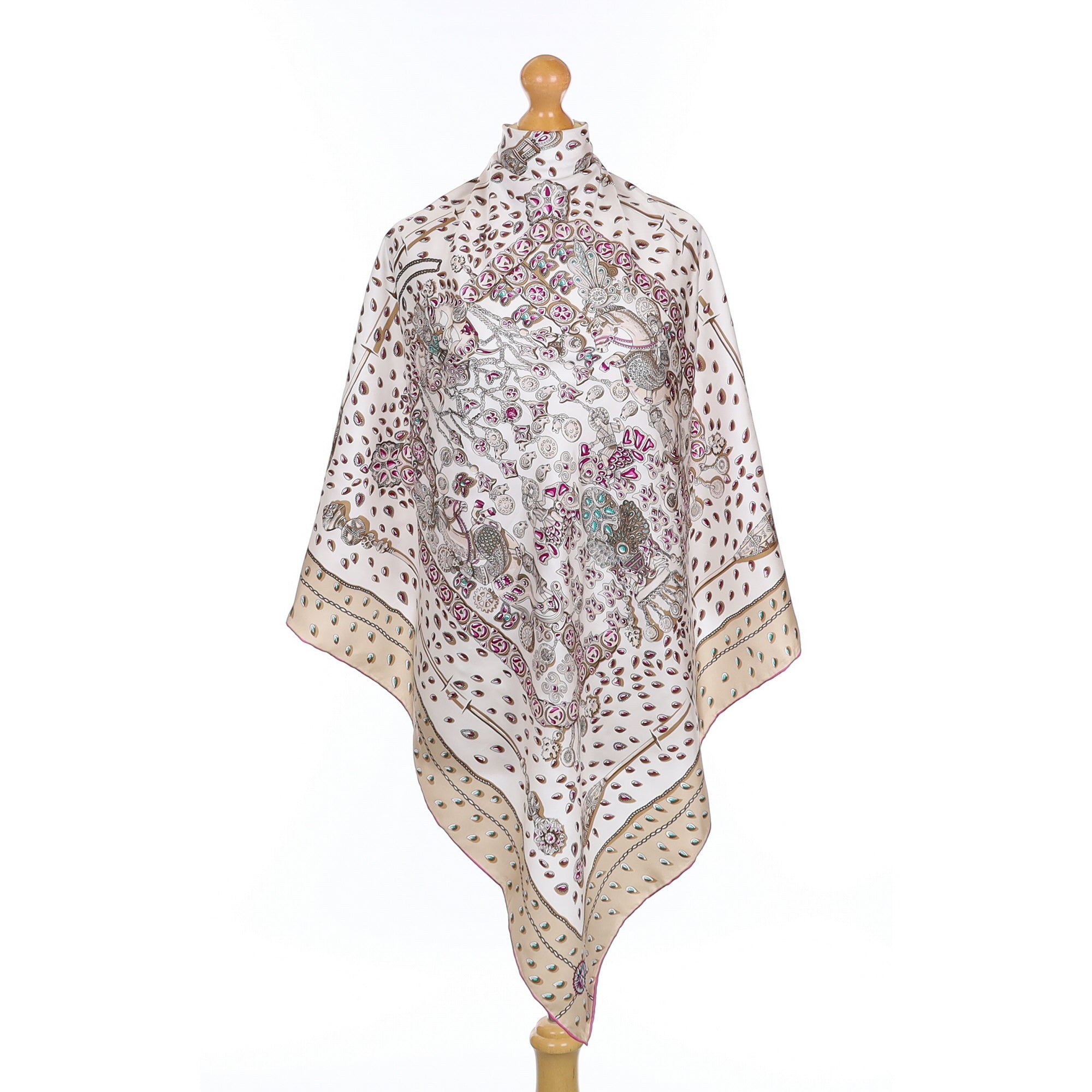 Fawn and Mauve Charm Design Silk Scarf