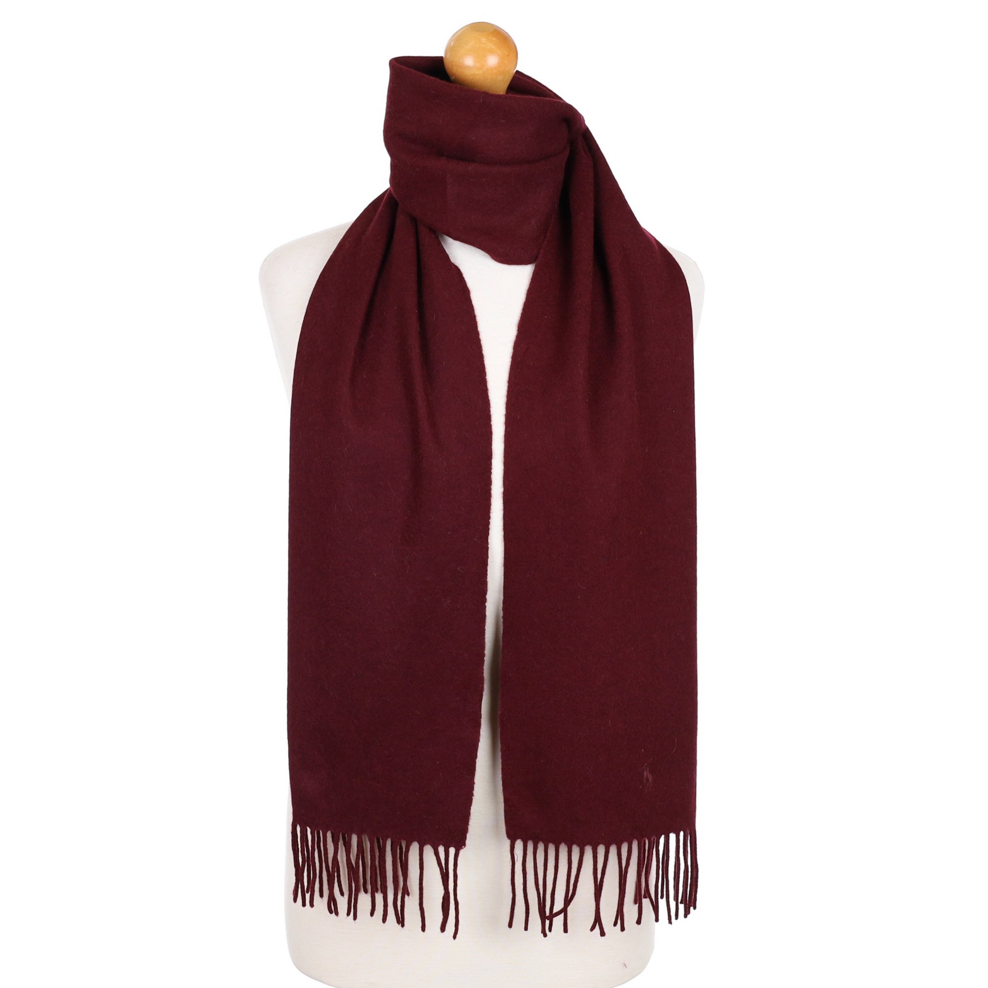 Ralph Lauren Port Red Cashmere Tasselled Woven Scarf