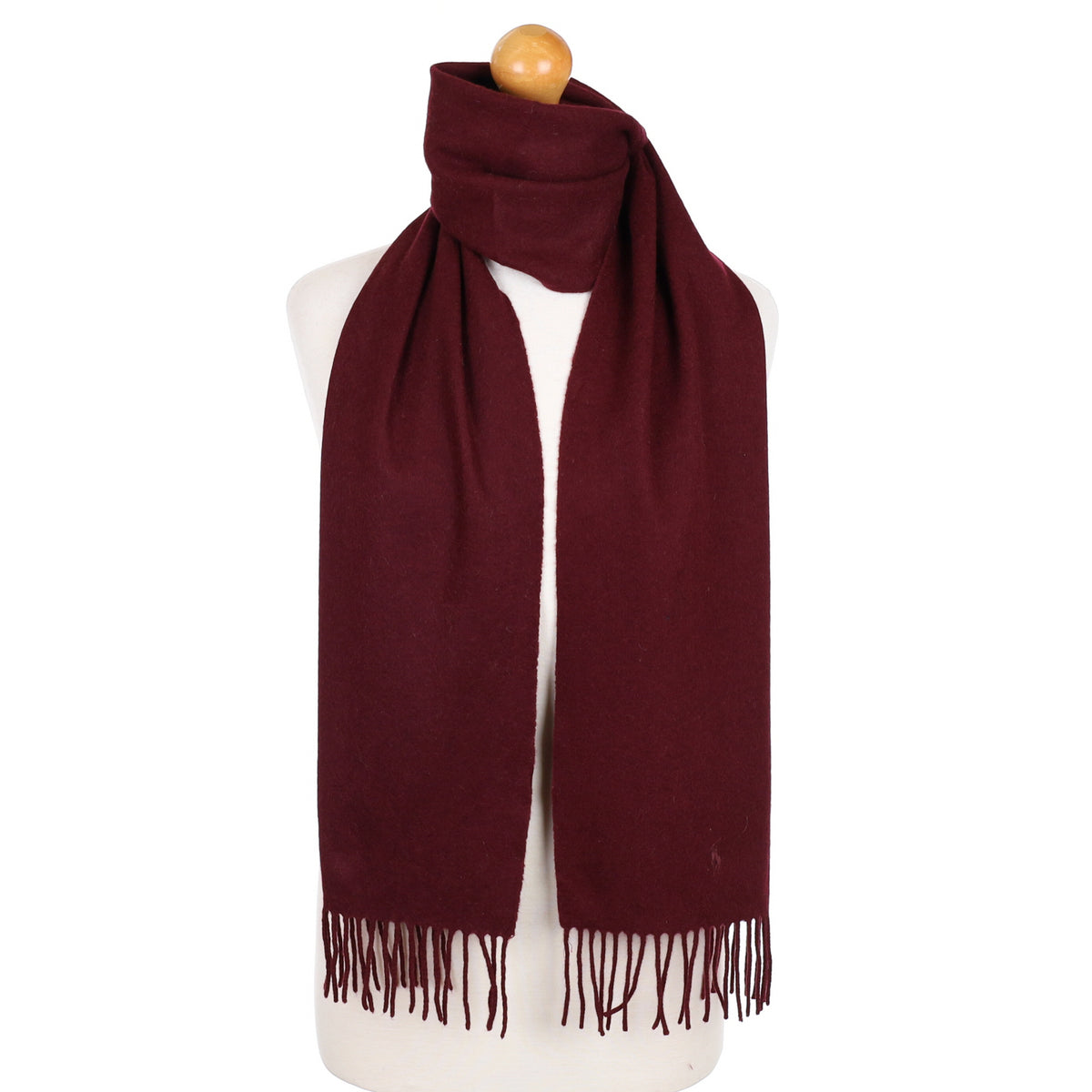 Ralph Lauren Port Red Cashmere Tasselled Woven Scarf