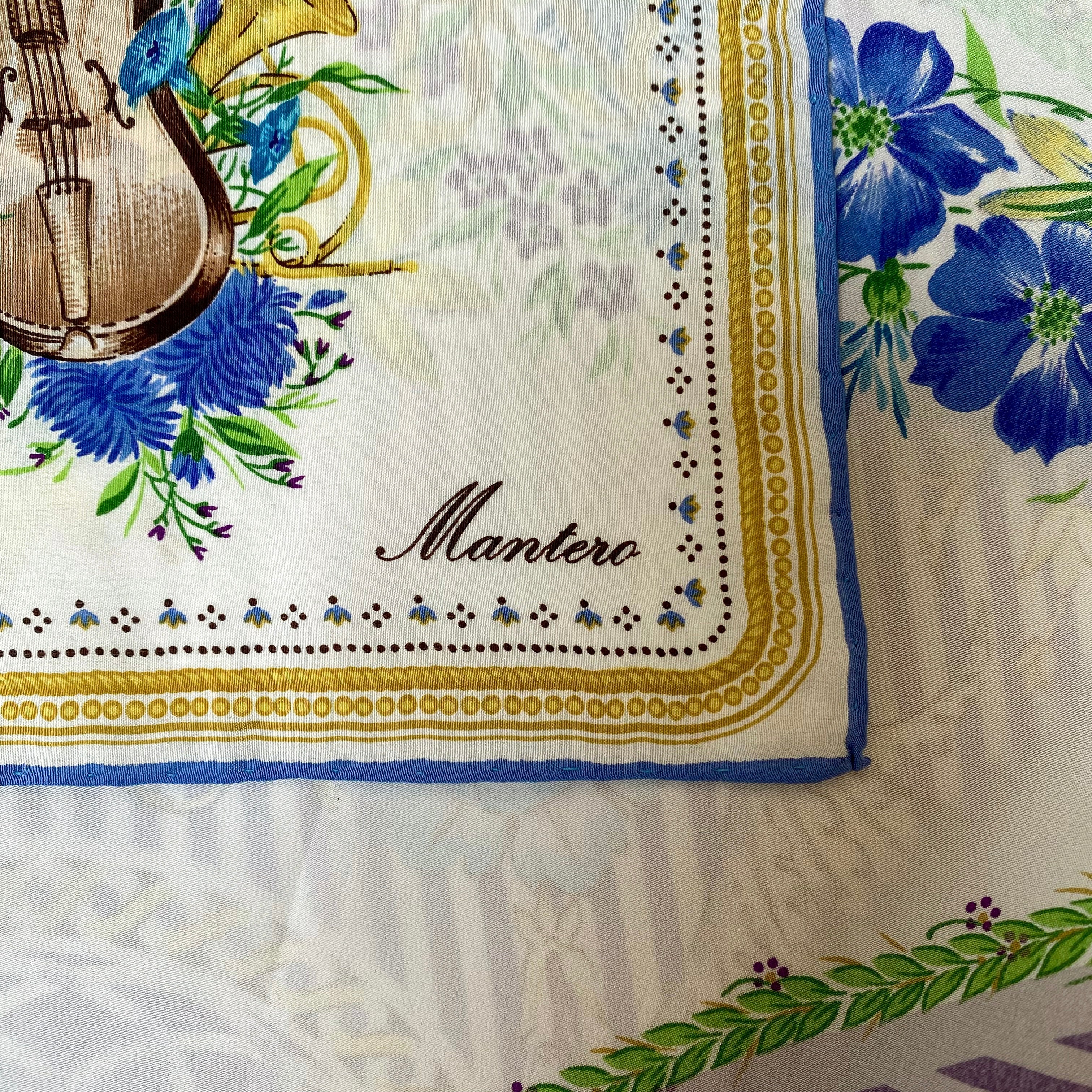 Stunning Floral Mantero Italian Vintage Silk Scarf