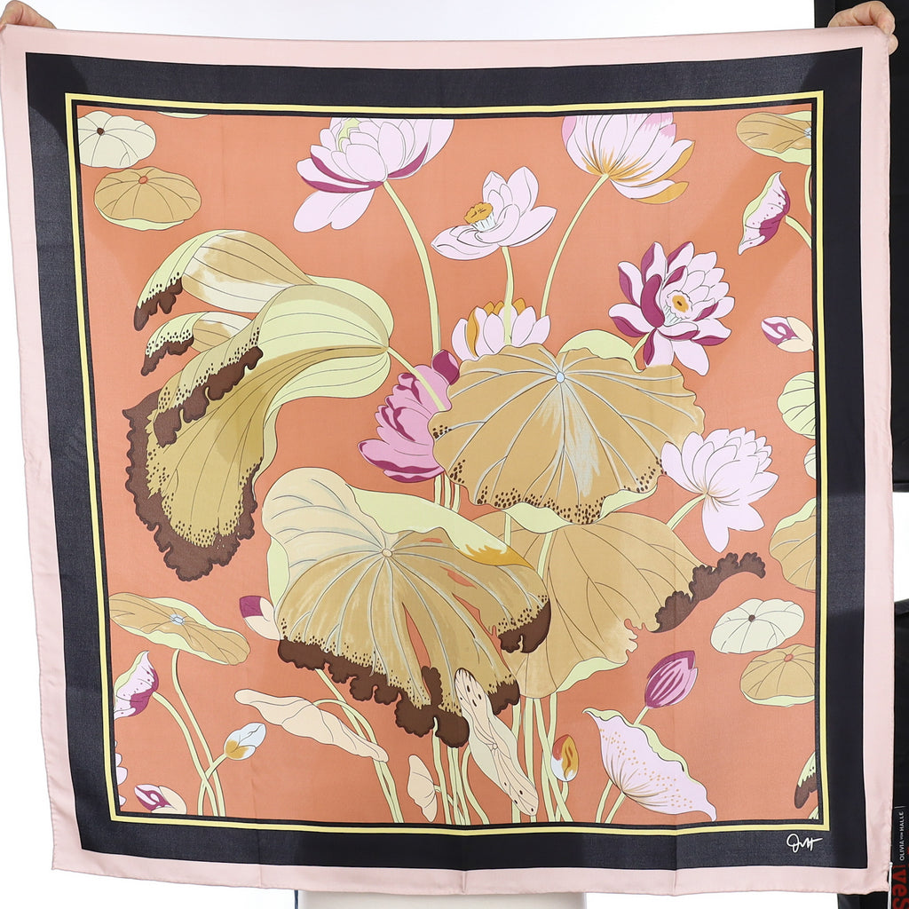 Brand New Olivia Von Halle Floral Silk Scarf