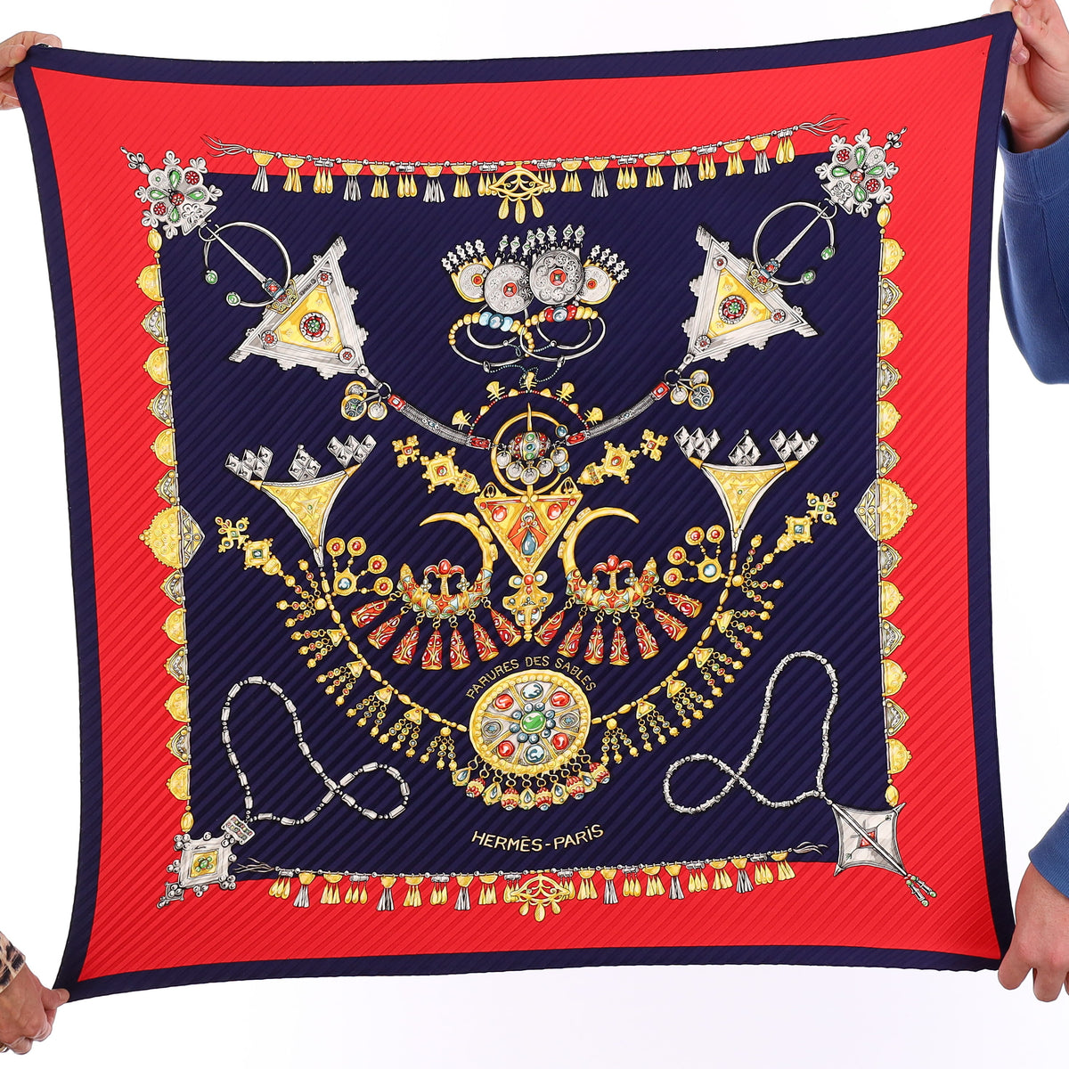 Boxed Hermès Parures des Sables Silk Plisse Scarf